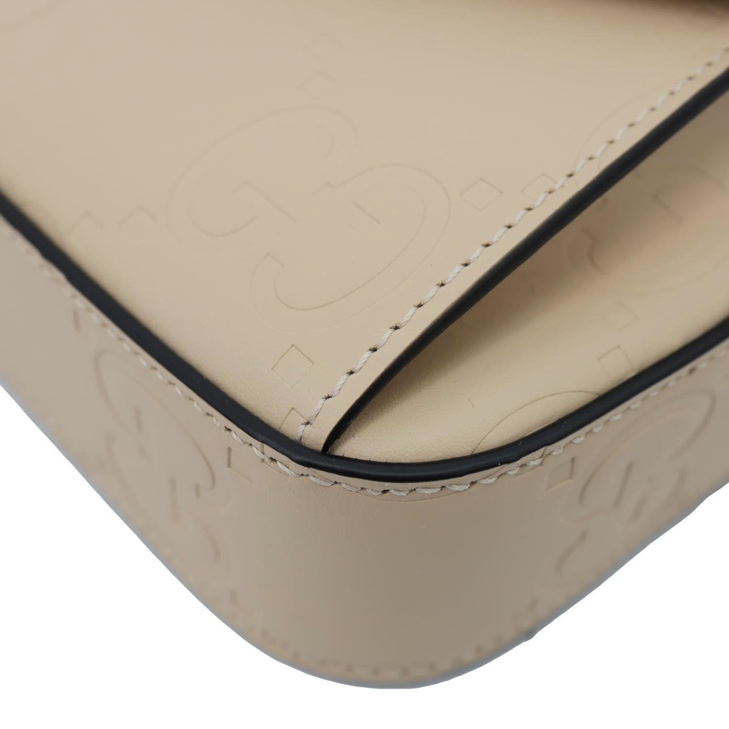 GUCCI Gilbert Mini Monogram Calfskin Leather Crossbody Bag Beige 781554
