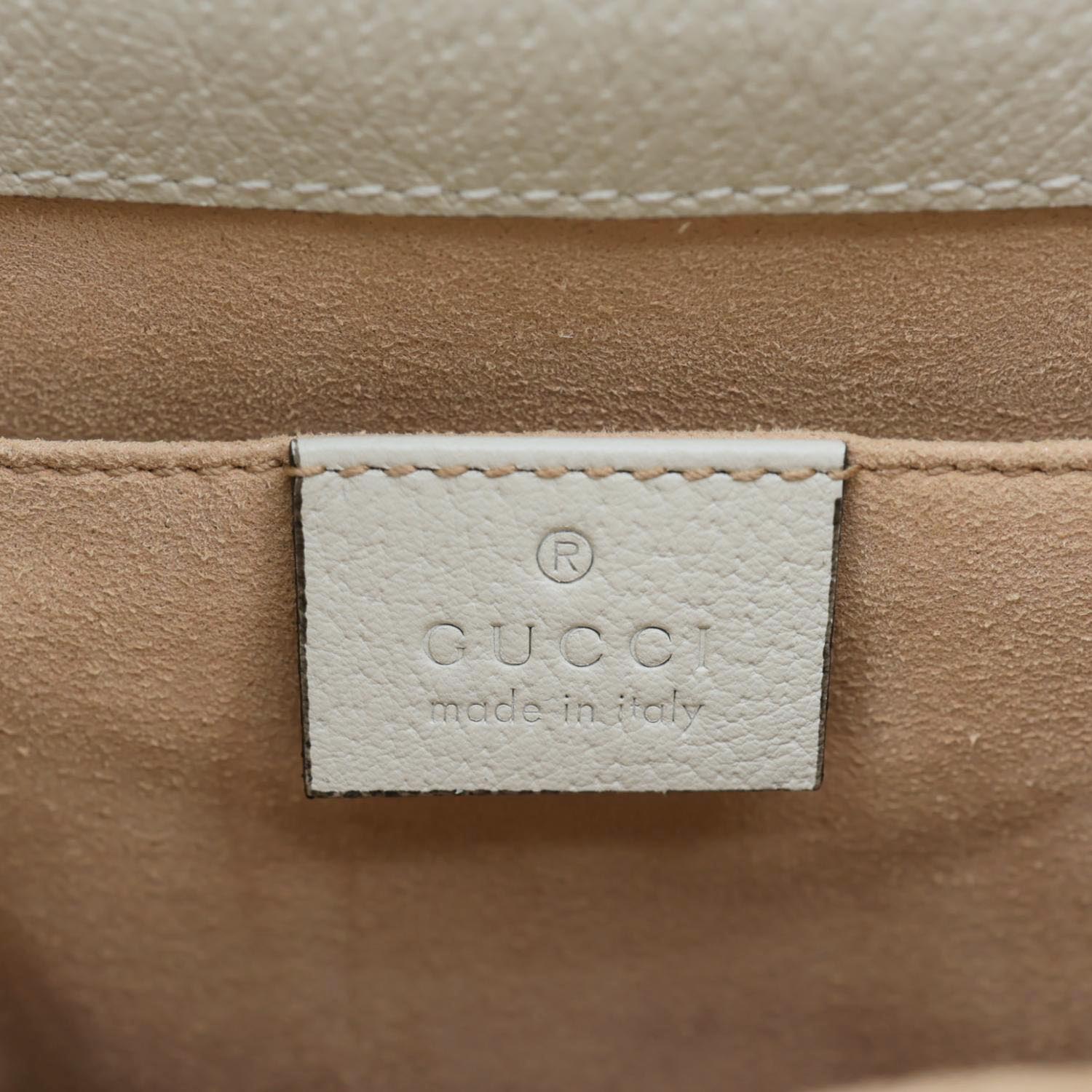 GUCCI GG Ophidia Leather Bucket Crossbody Bag Off White 610846