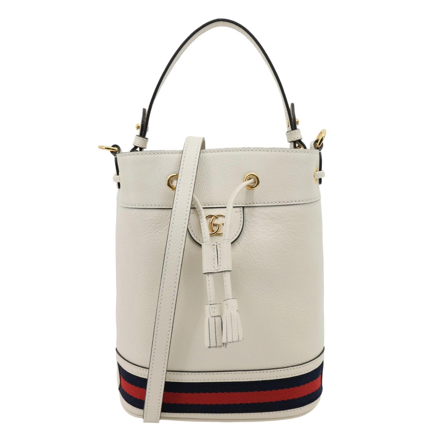 GUCCI GG Ophidia Leather Bucket Crossbody Bag Off White 610846