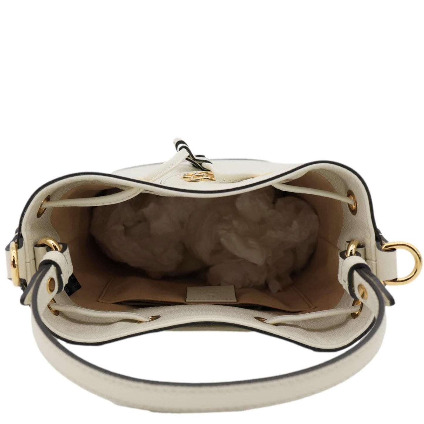 GUCCI GG Ophidia Leather Bucket Crossbody Bag Off White 610846