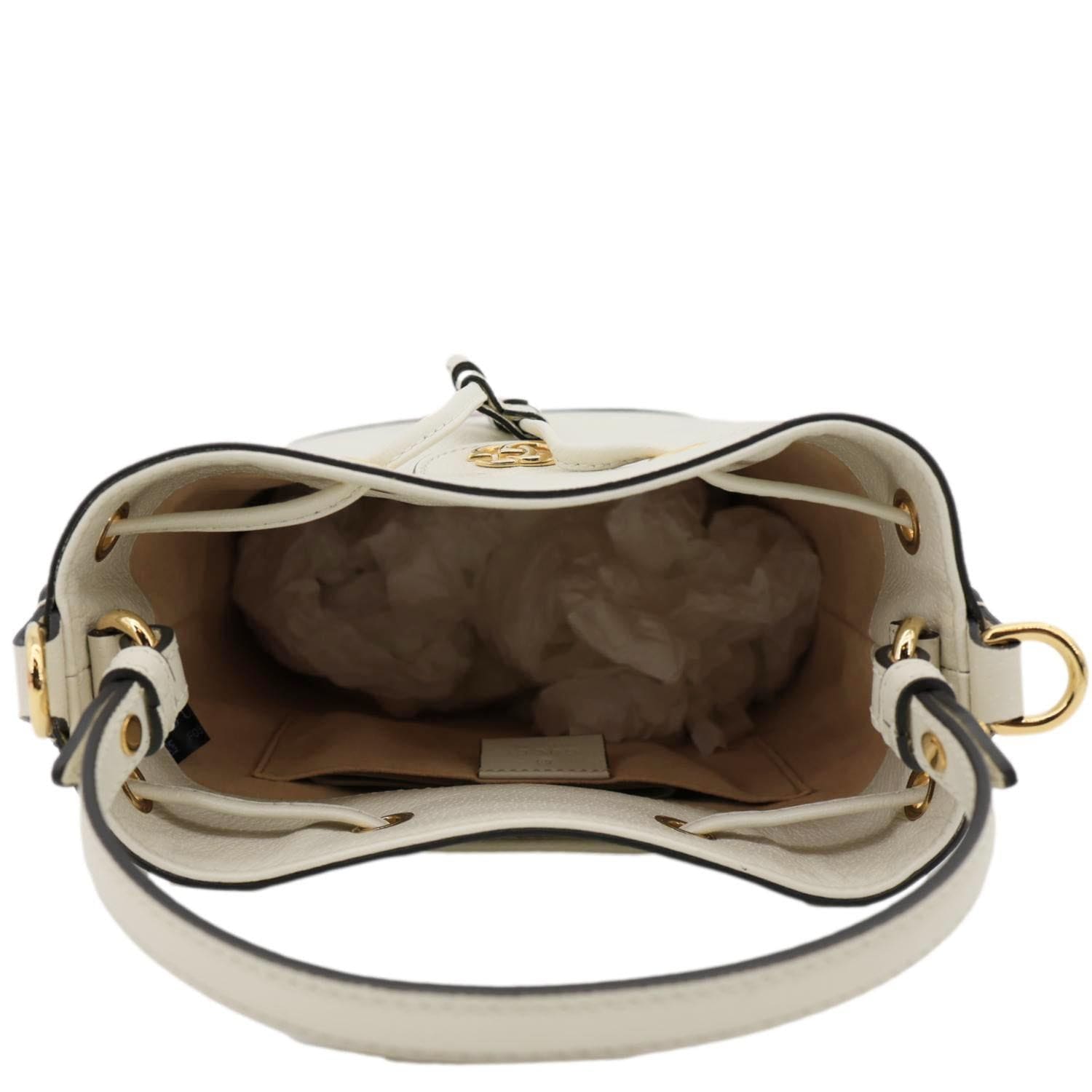 GUCCI GG Ophidia Leather Bucket Crossbody Bag Off White 610846