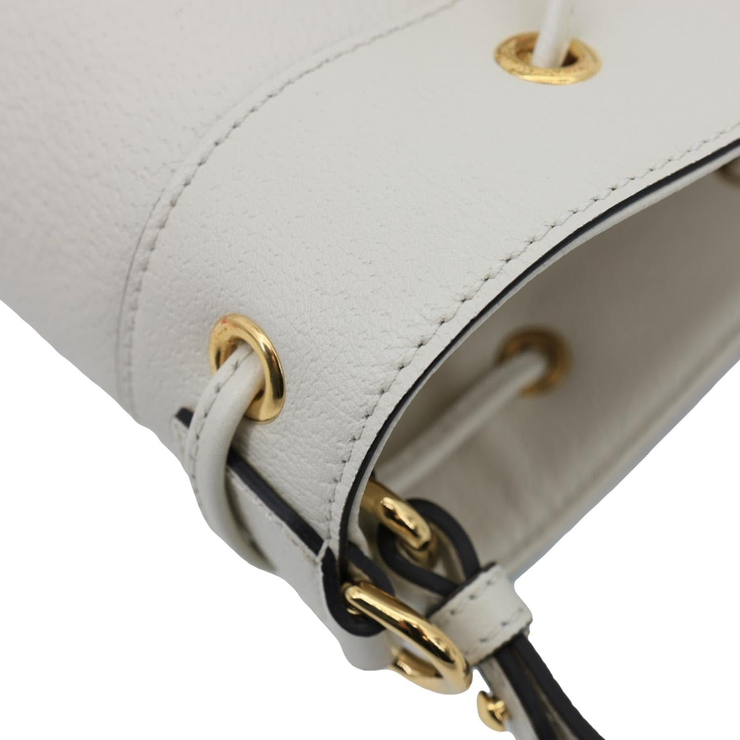 GUCCI GG Ophidia Leather Bucket Crossbody Bag Off White 610846