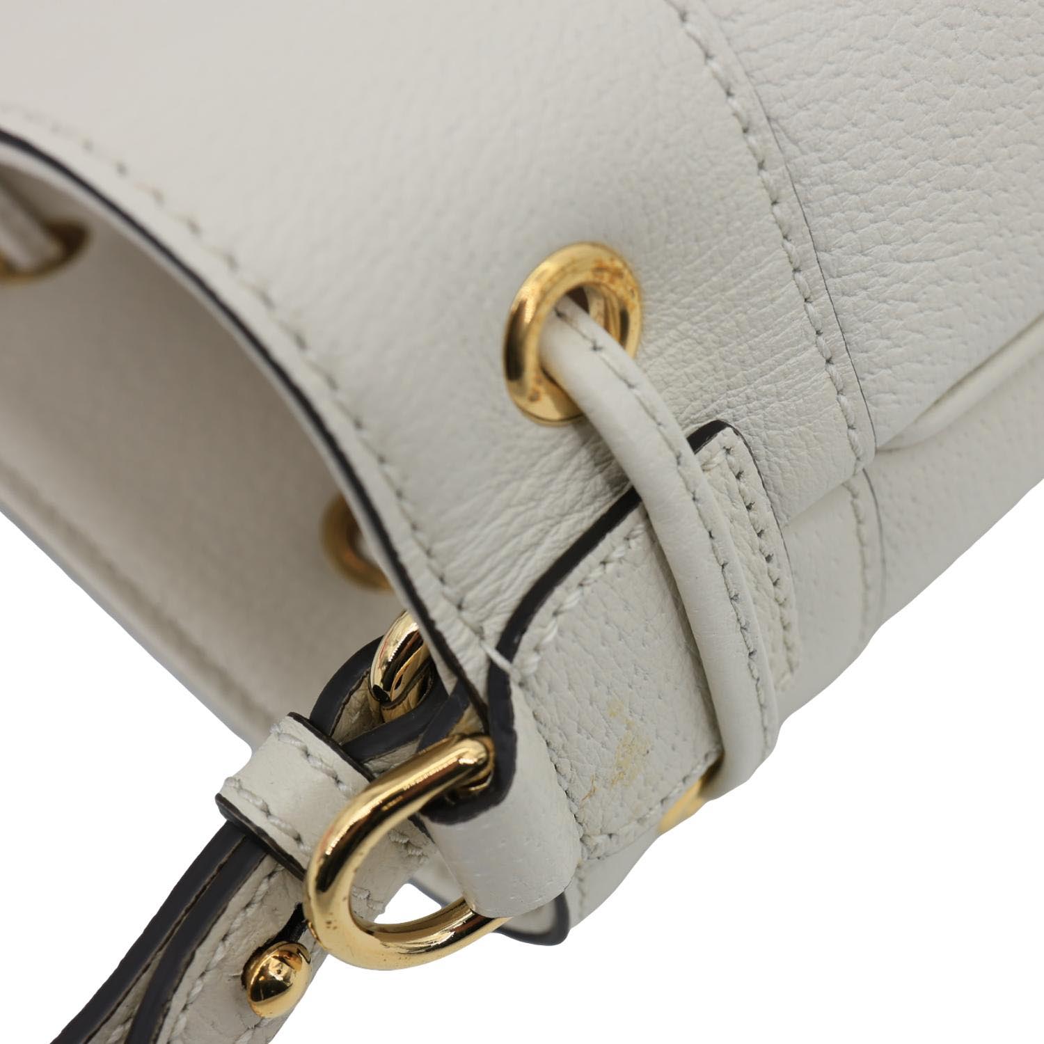 GUCCI GG Ophidia Leather Bucket Crossbody Bag Off White 610846