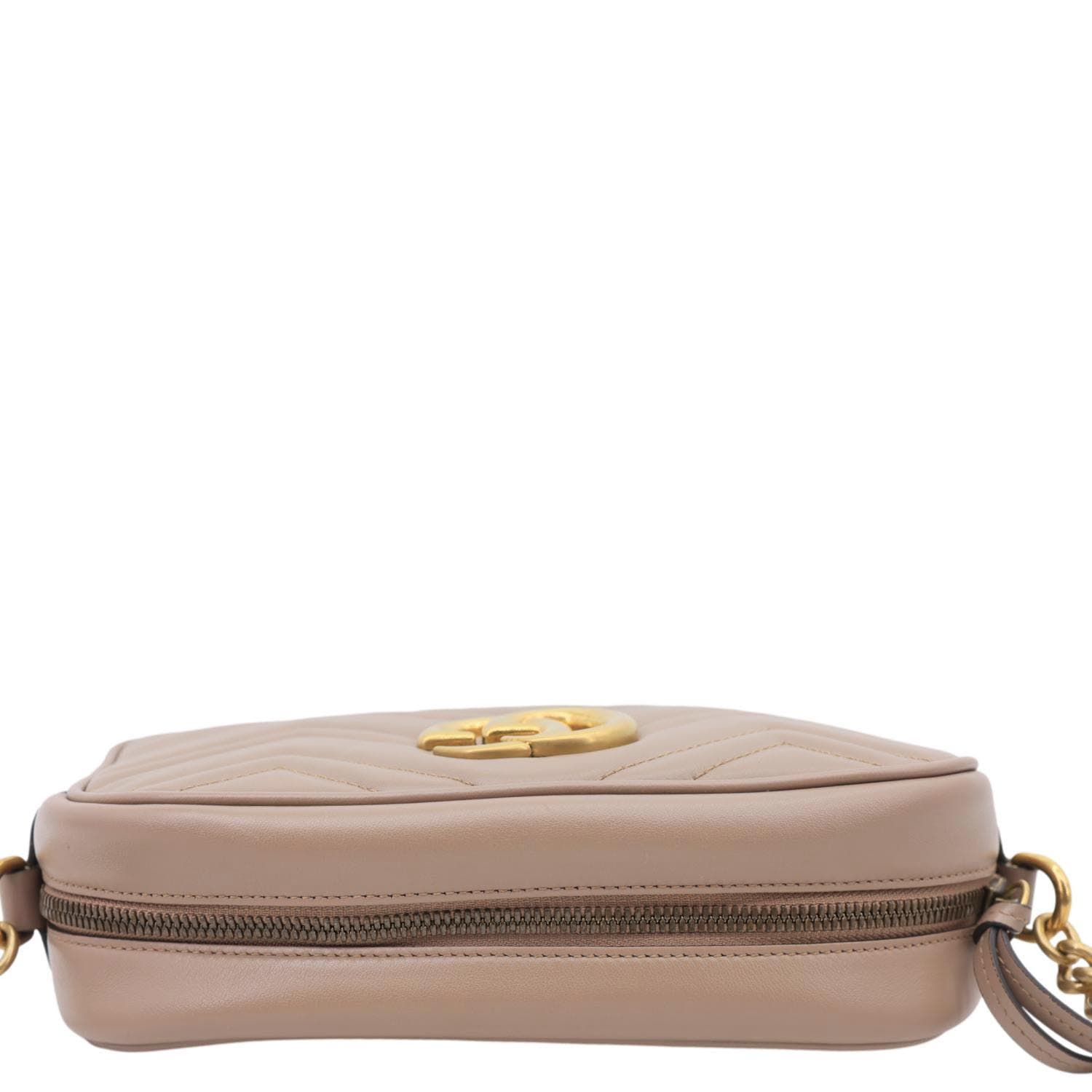 GUCCI GG Marmont Small Matelasse Chevron Leather Camera Bag Dusty Pink 447632