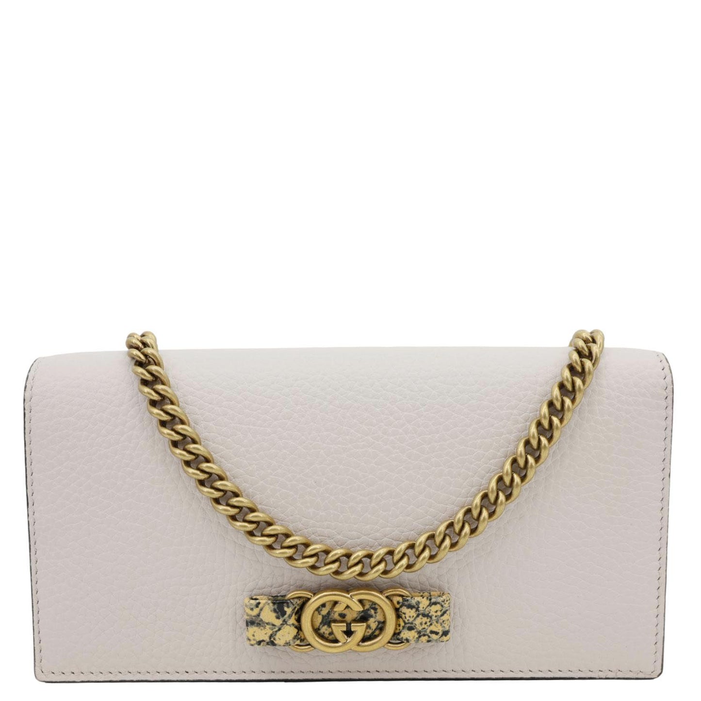 GUCCI Interlocking G Leather Chain Wallet Beige 746056