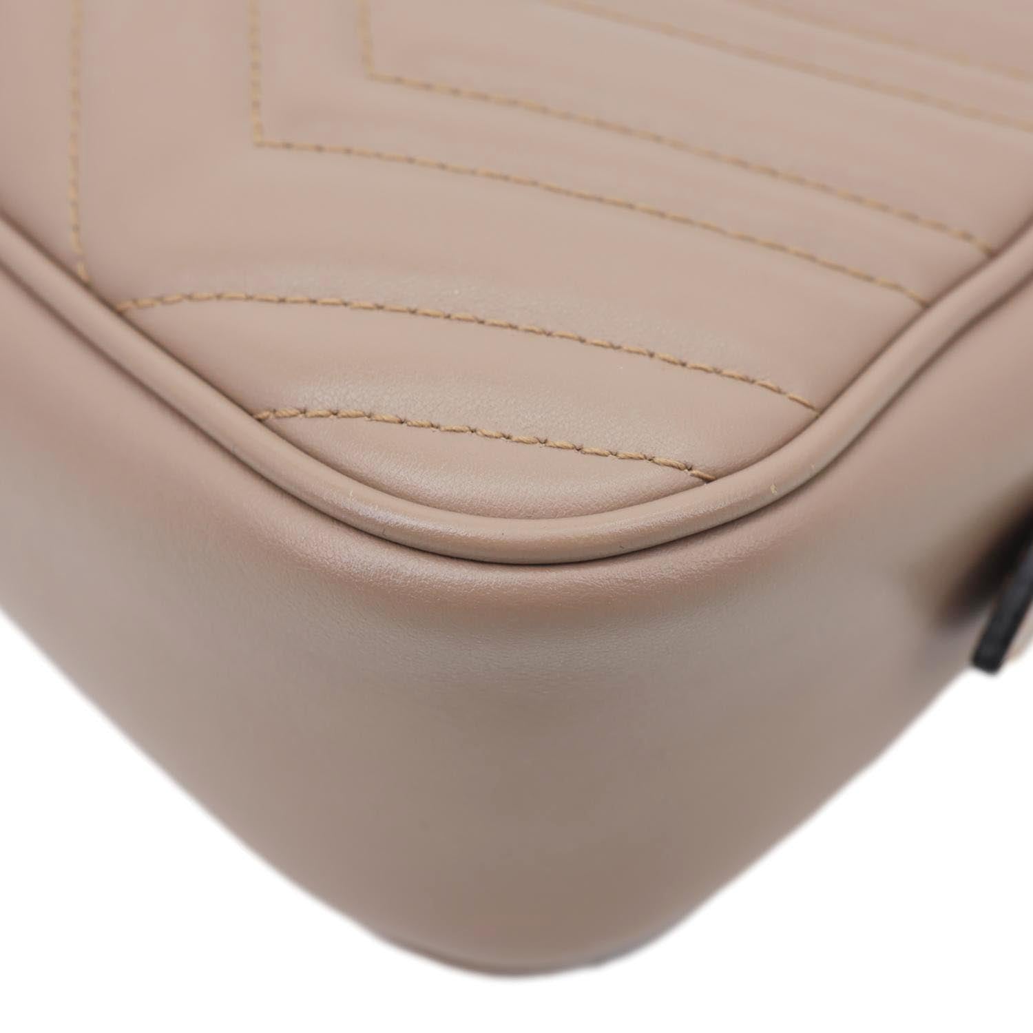 GUCCI GG Marmont Small Matelasse Chevron Leather Camera Bag Dusty Pink 447632