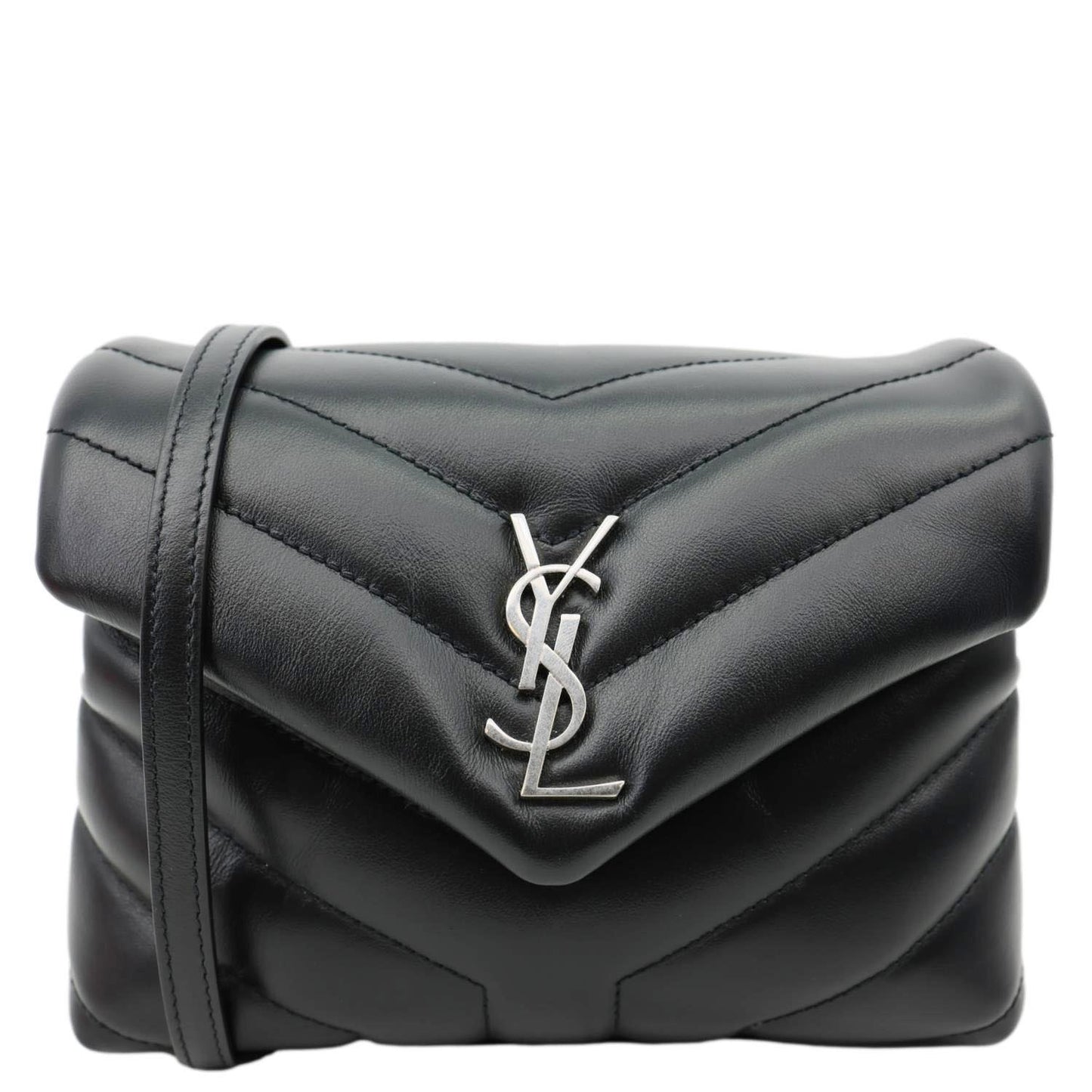 YSL Saint Laurent Yves Loulou Calfskin Crossbody Bag Leather Black Toy