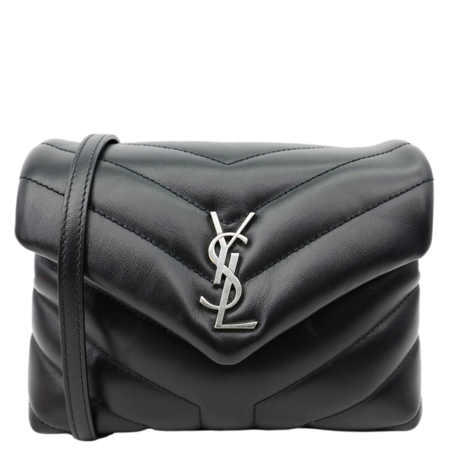 YSL Saint Laurent Yves Loulou Calfskin Crossbody Bag Leather Black Toy