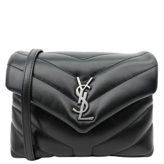 YSL Saint Laurent Yves Loulou Calfskin Crossbody Bag Leather Black Toy