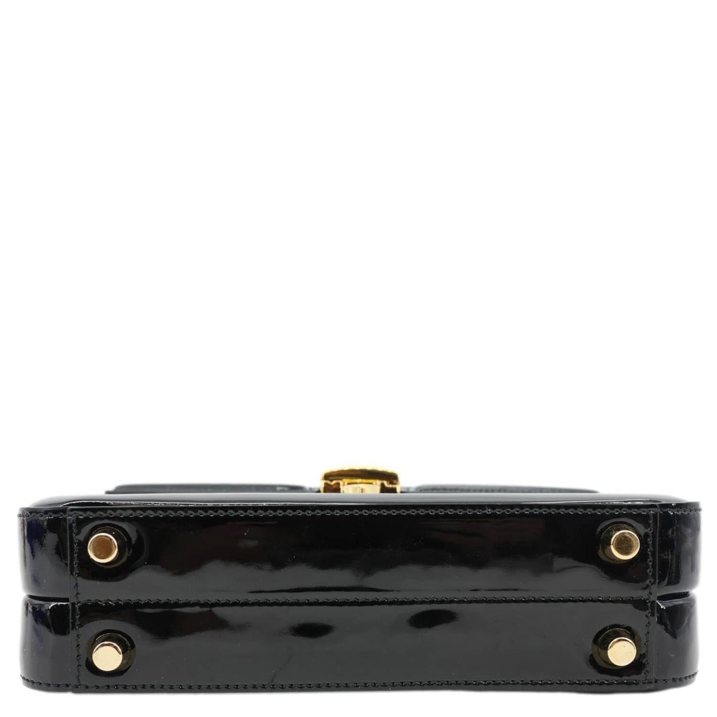 GUCCI Sylvie 1969 Mini Patent Leather Top Handle Crossbody Bag Black 589479