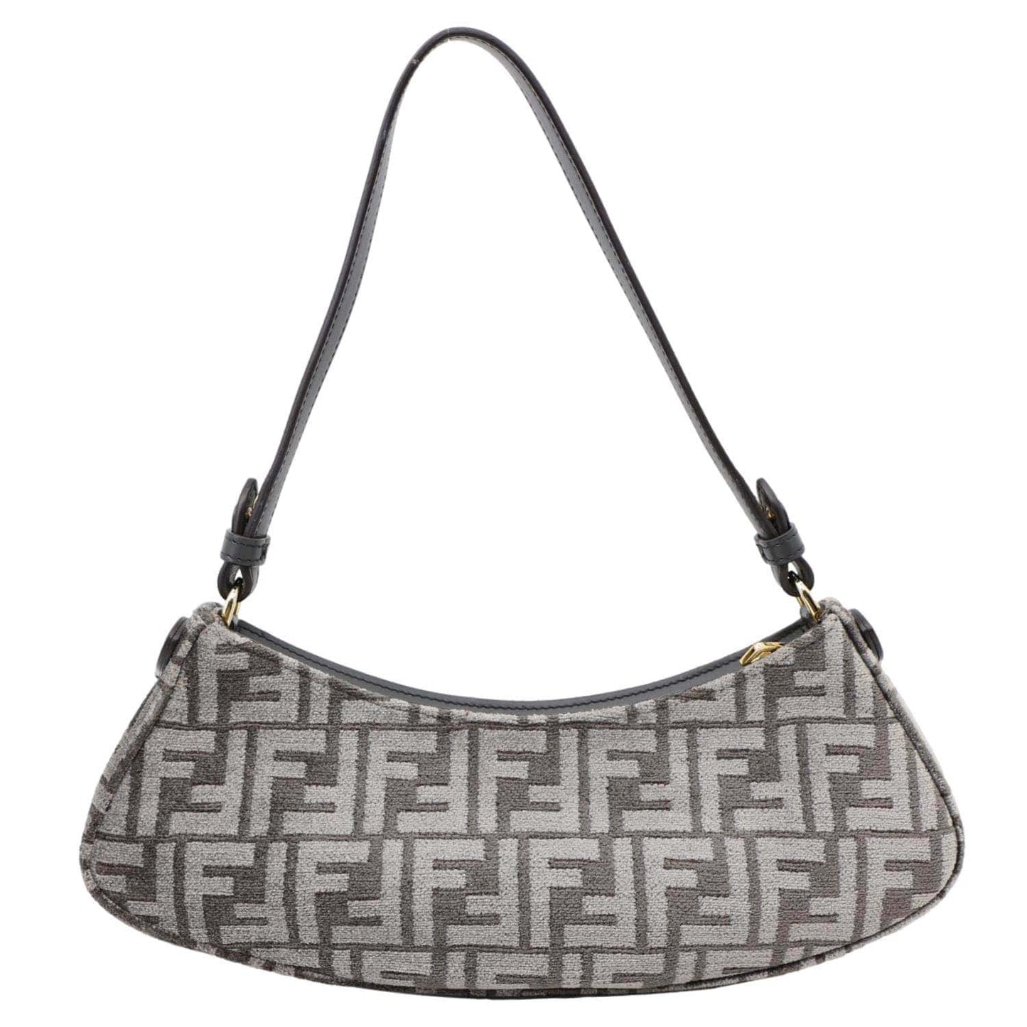 Fendi Ff Lock Swing Chenille King Plexiglass Shoulder Bag Vitello Gray