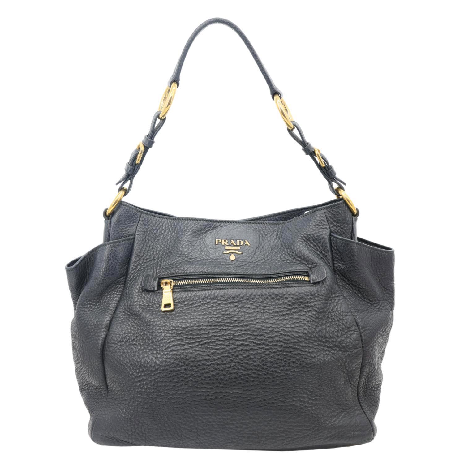 Prada Hobo Bag Daino Front Leather Vitello Black