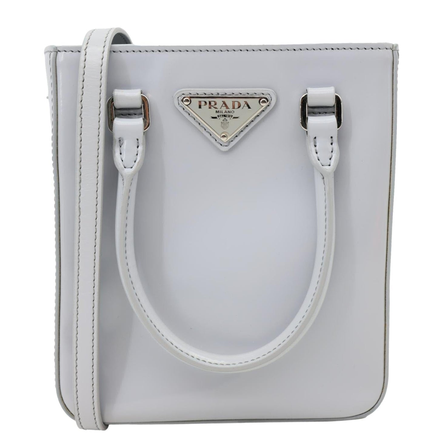 Prada Tote Bag Spazzolato Grey Leather Gray Mini