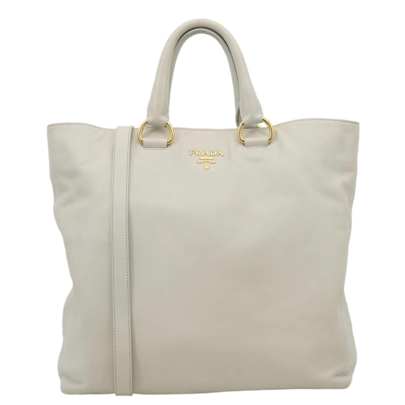 Prada Tote Bag Daino Shopping Leather Vitello Beige