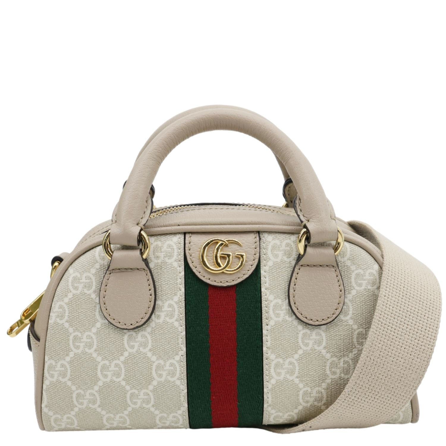 GUCCI Ophidia GG Supreme Canvas Top Handle Crossbody Bag Off White 724606