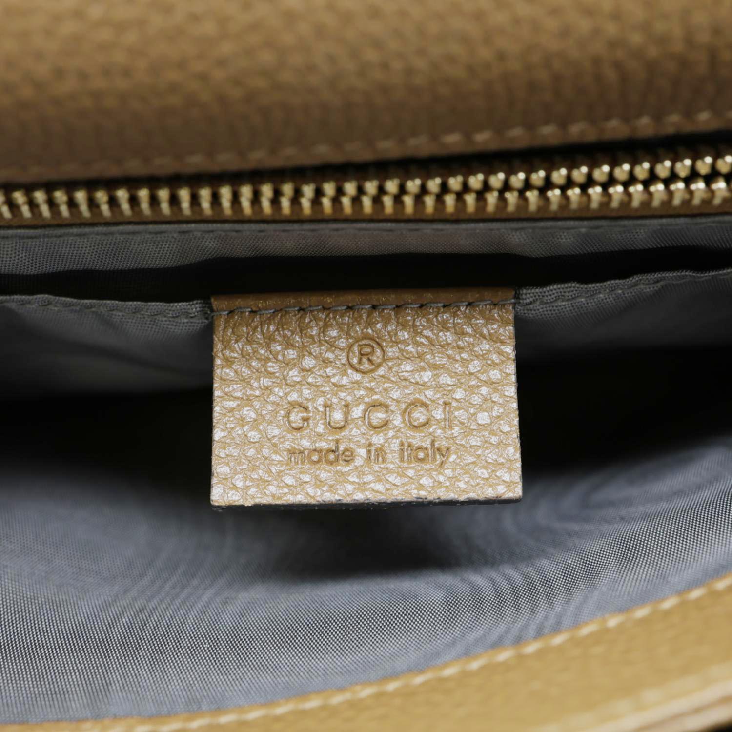 GUCCI Zumi Flap Small Grainy Leather Shoulder Bag Brown 576388