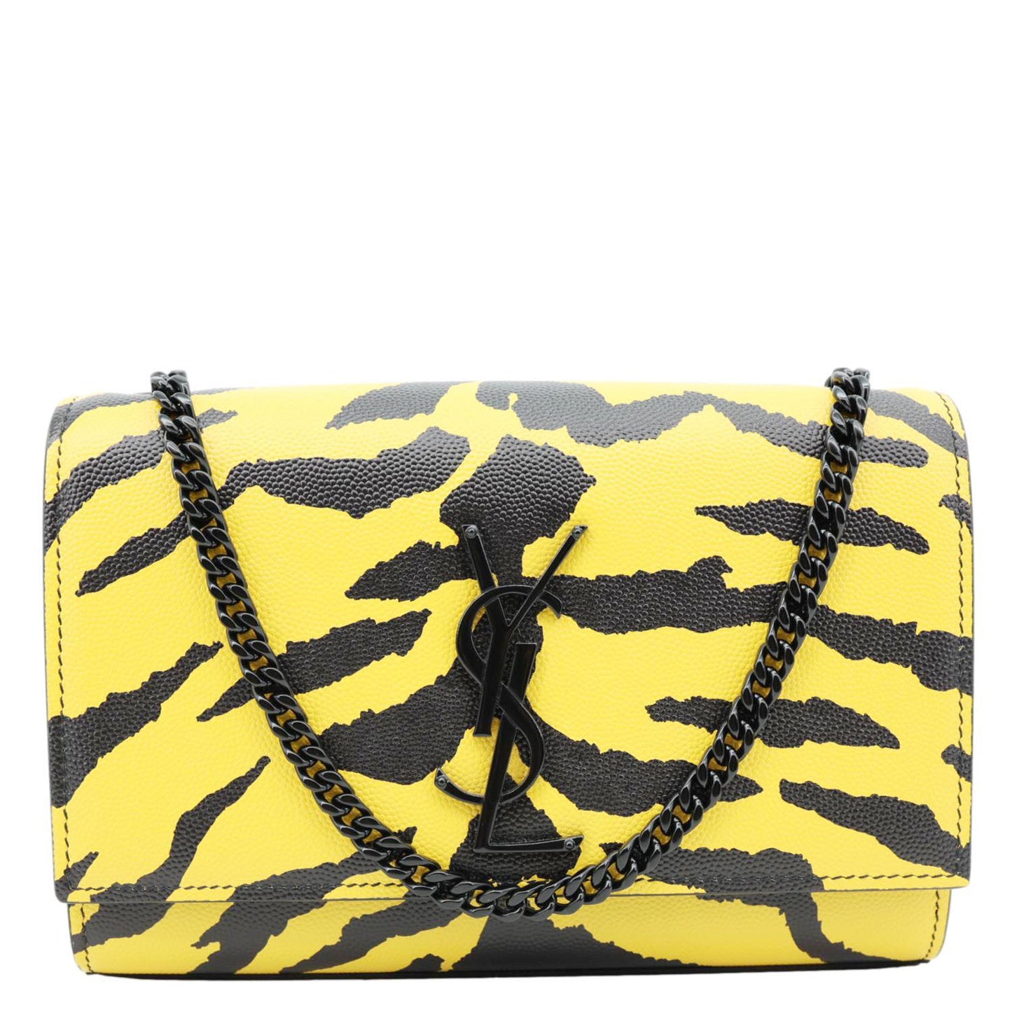 YSL Saint Laurent Yves Classic Kate Zebra Print Crossbody Bag Leather Yellow