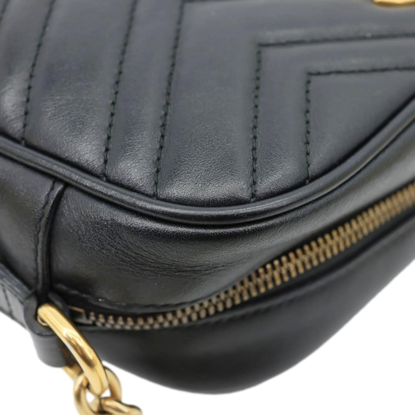 GUCCI GG Marmont Small Matelasse Chevron Leather Camera Bag Black 447632