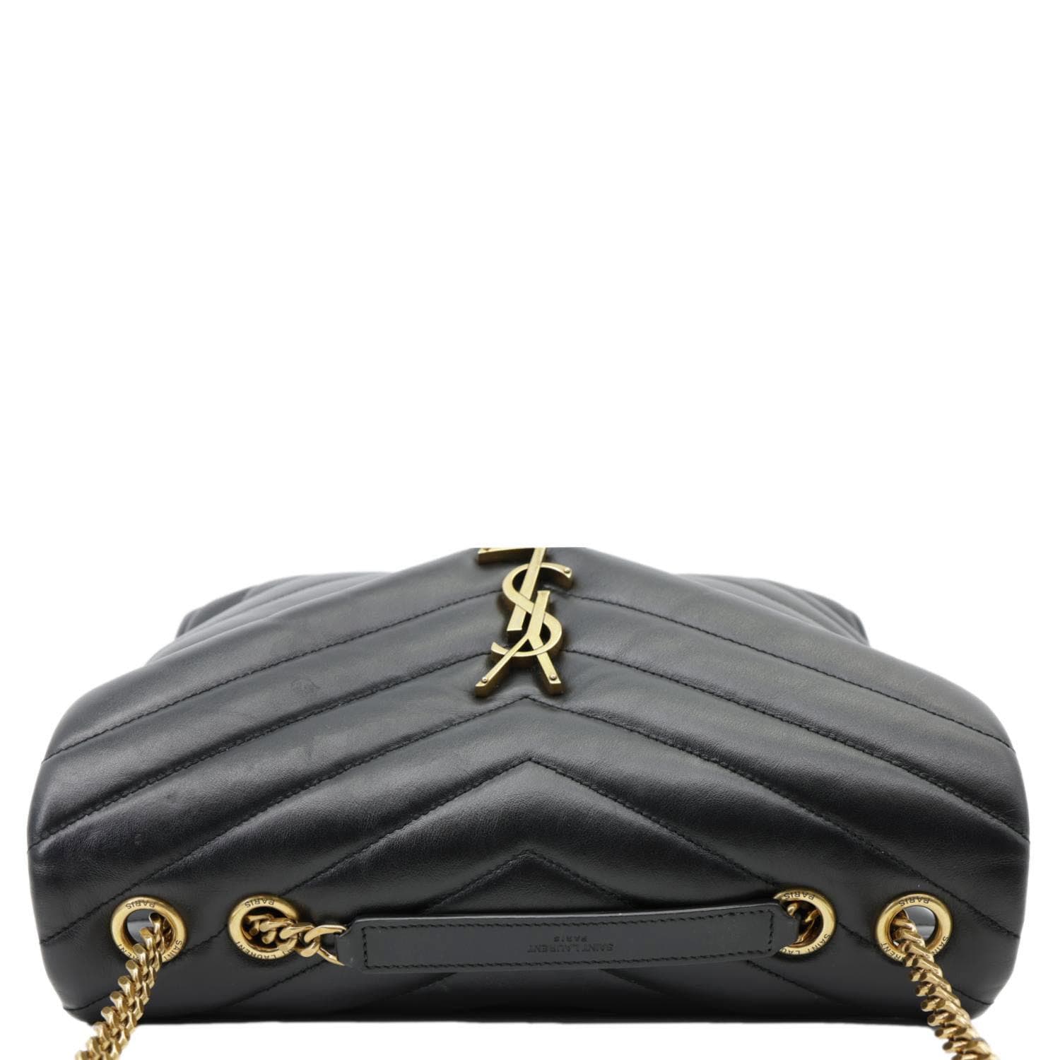 YSL Saint Laurent Yves Loulou Calfskin Shoulder Bag Leather Quilted Black