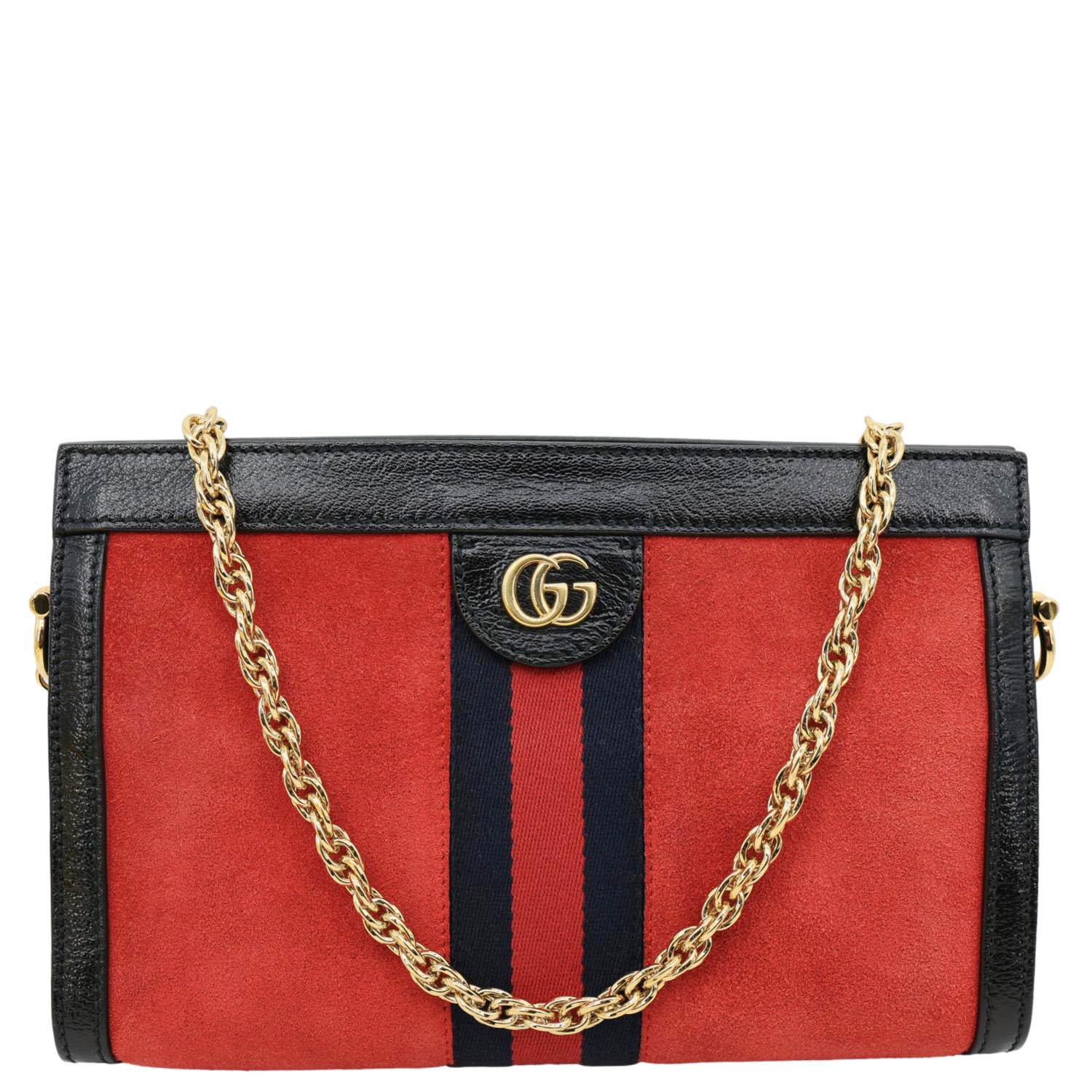 GUCCI Ophidia Small Suede Chain Shoulder Bag Red 503877