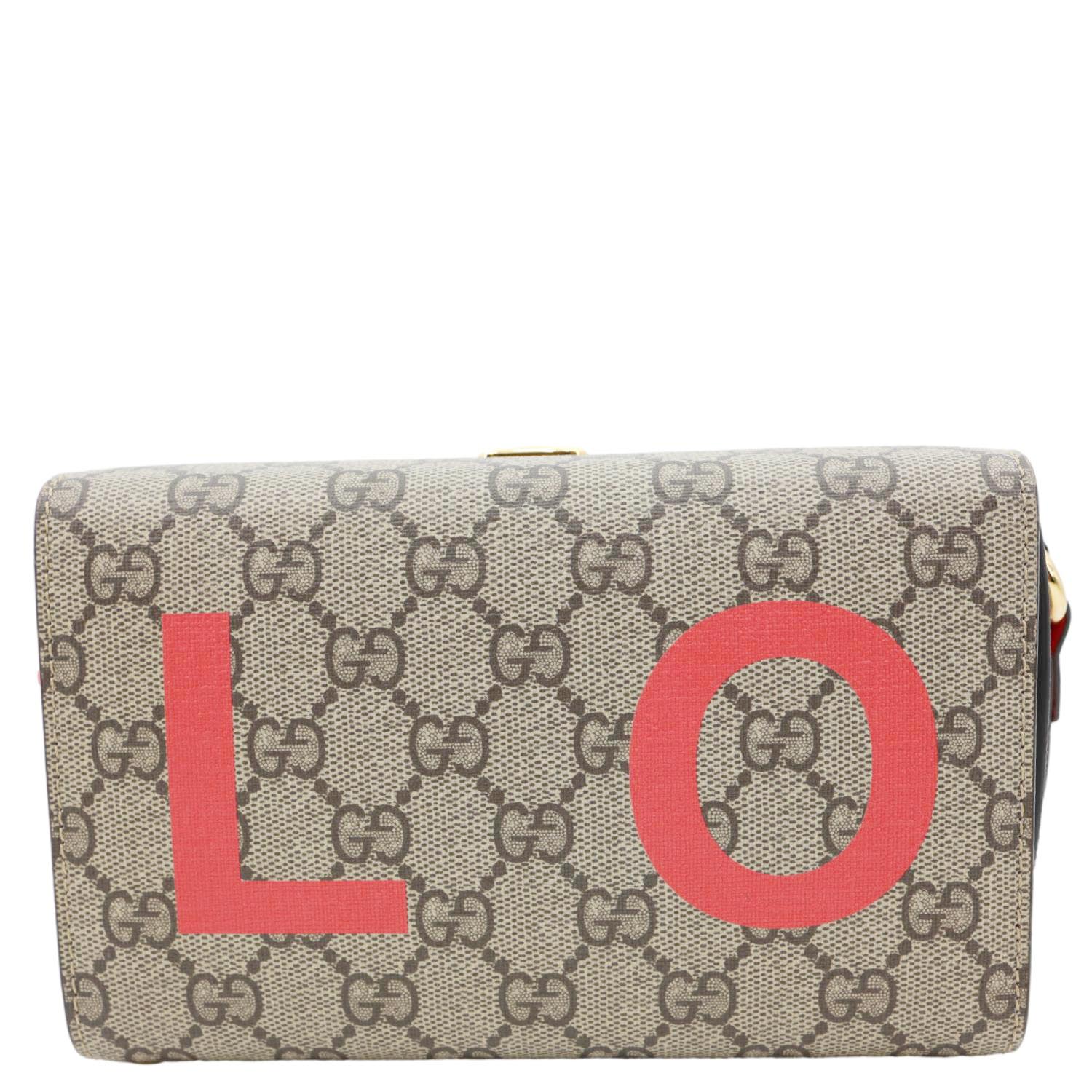 GUCCI Moon Love Valentines Day Padlock GG Supreme Canvas Shoulder Bag Beige 677610