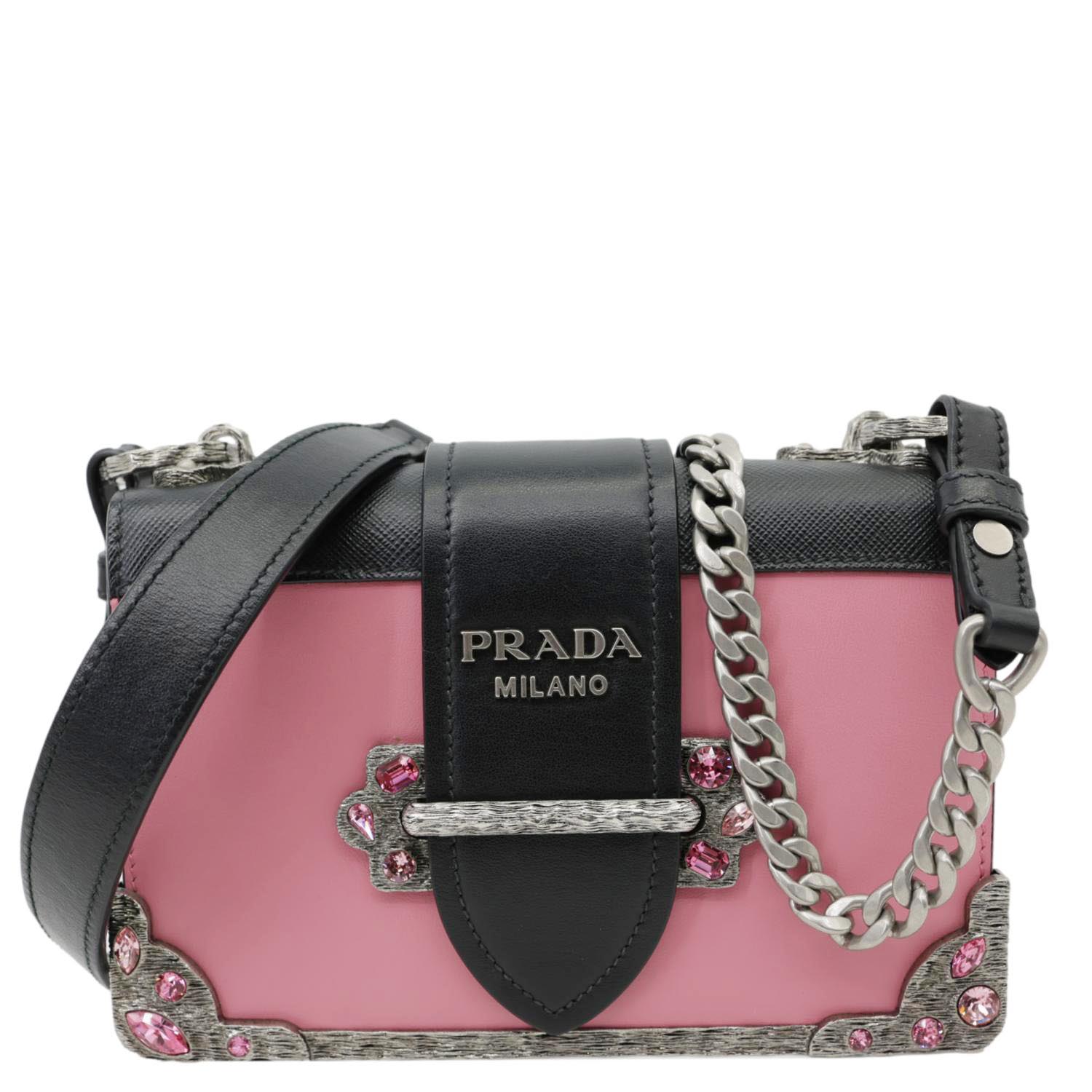 Cahier City Calf Saffiano Chain Crossbody Bag Leather Pink