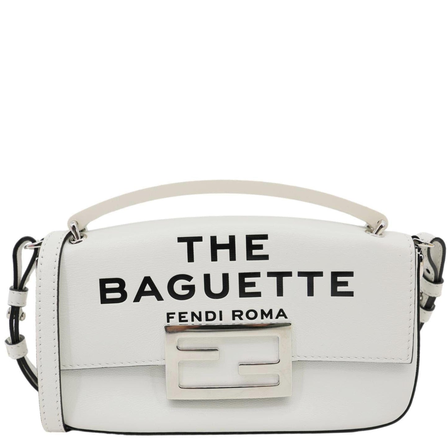 Fendi Shoulder Bag x Marc Jacobs Bow Printed Baguette Leather White