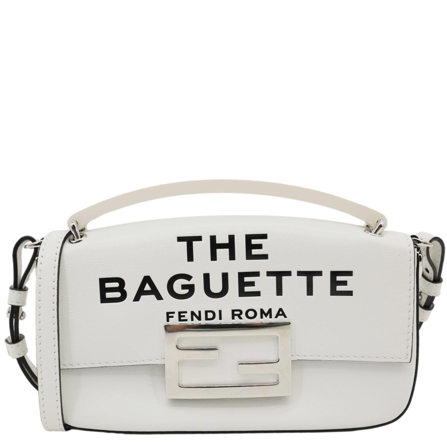 Fendi Shoulder Bag x Marc Jacobs Bow Printed Baguette Leather White