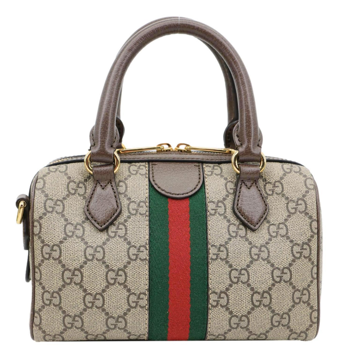 GUCCI Ophidia GG Canvas Dollar Web Top Handle Boston Bag Beige 772053
