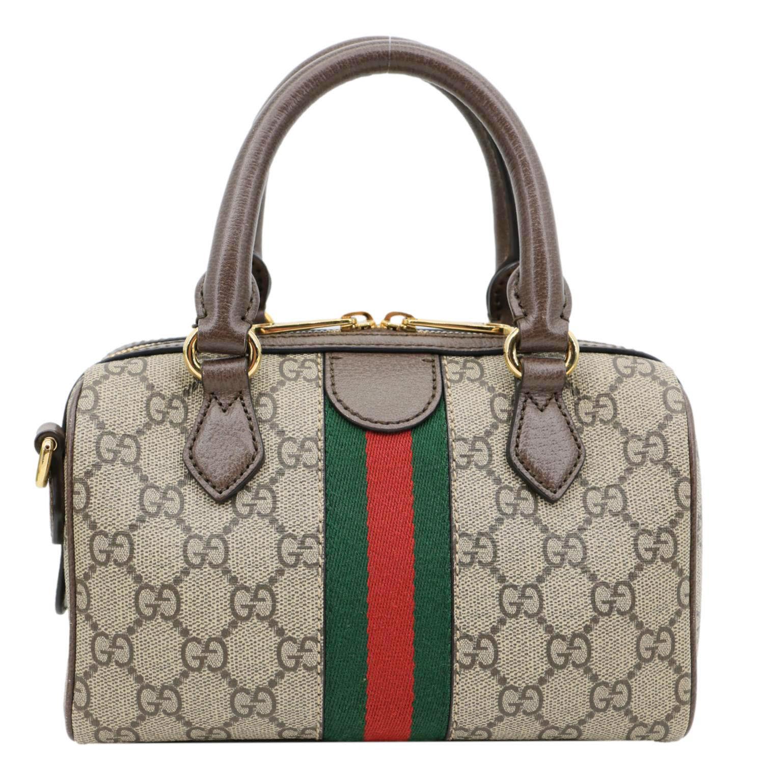 GUCCI Ophidia GG Canvas Dollar Web Top Handle Boston Bag Beige 772053