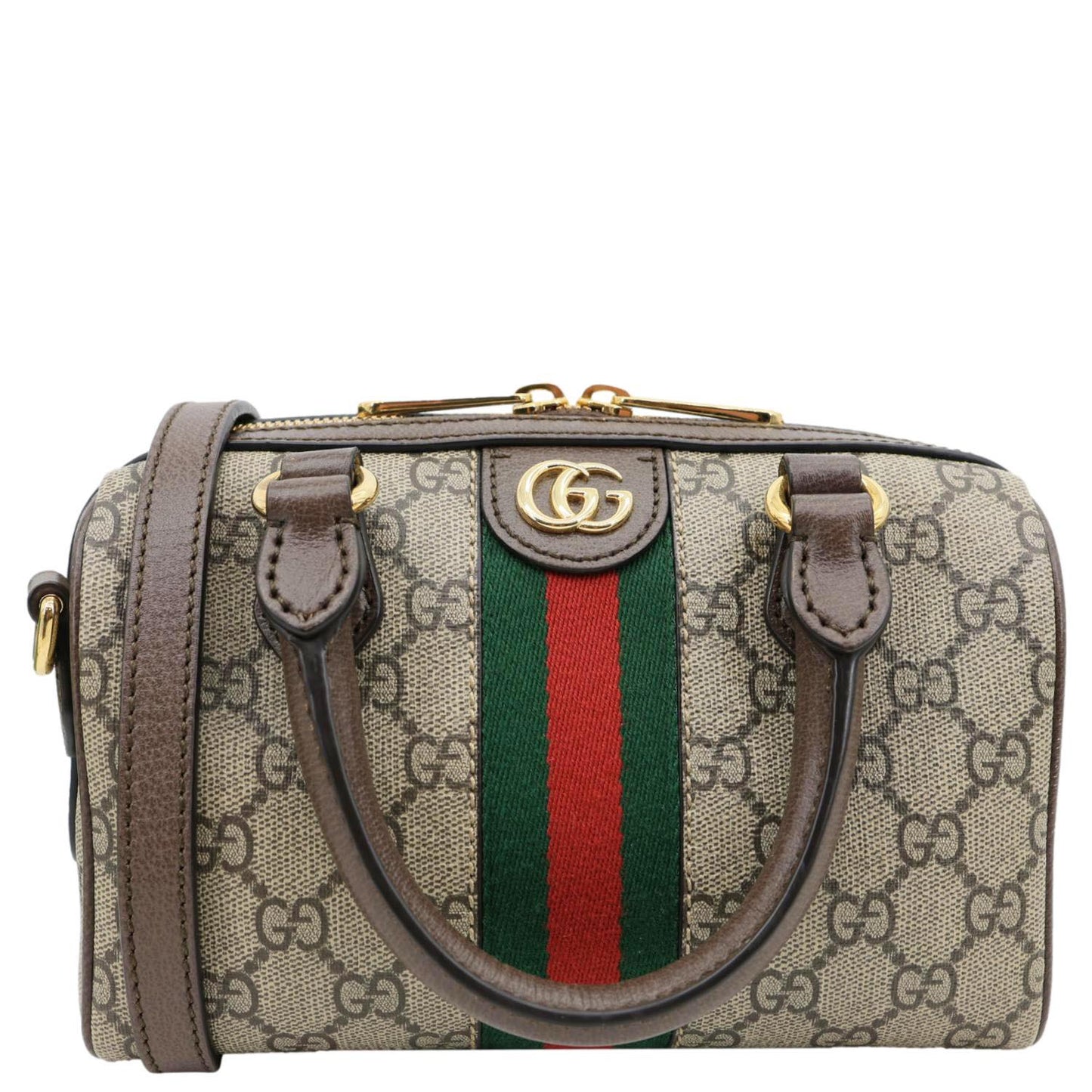 GUCCI Ophidia GG Canvas Dollar Web Top Handle Boston Bag Beige 772053