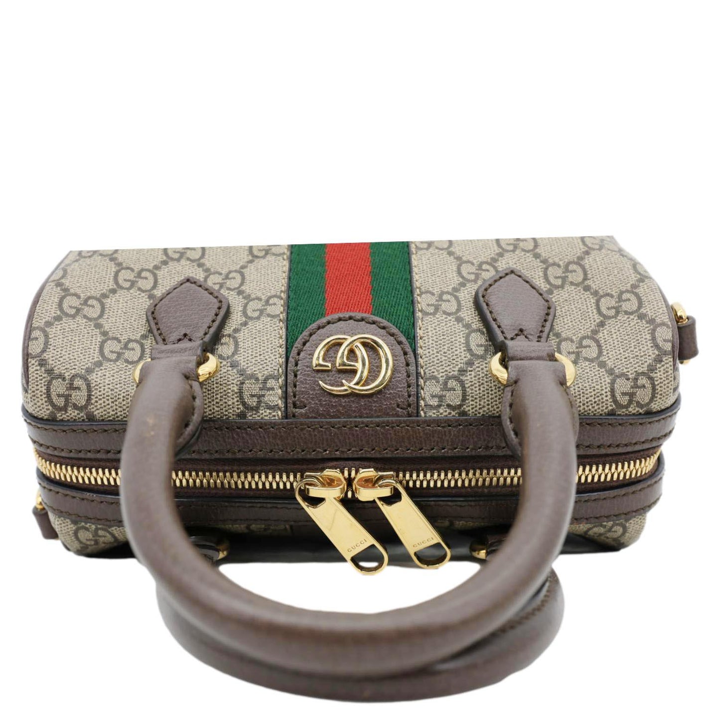 GUCCI Ophidia GG Canvas Dollar Web Top Handle Boston Bag Beige 772053
