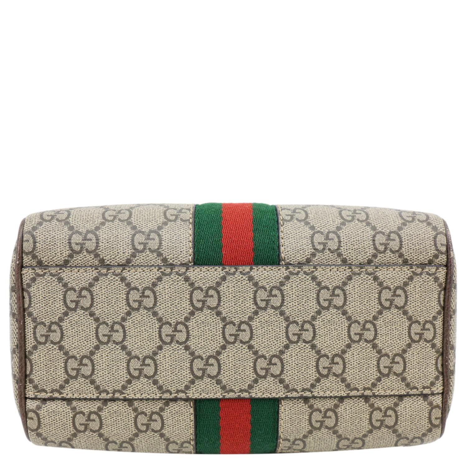 GUCCI Ophidia GG Canvas Dollar Web Top Handle Boston Bag Beige 772053
