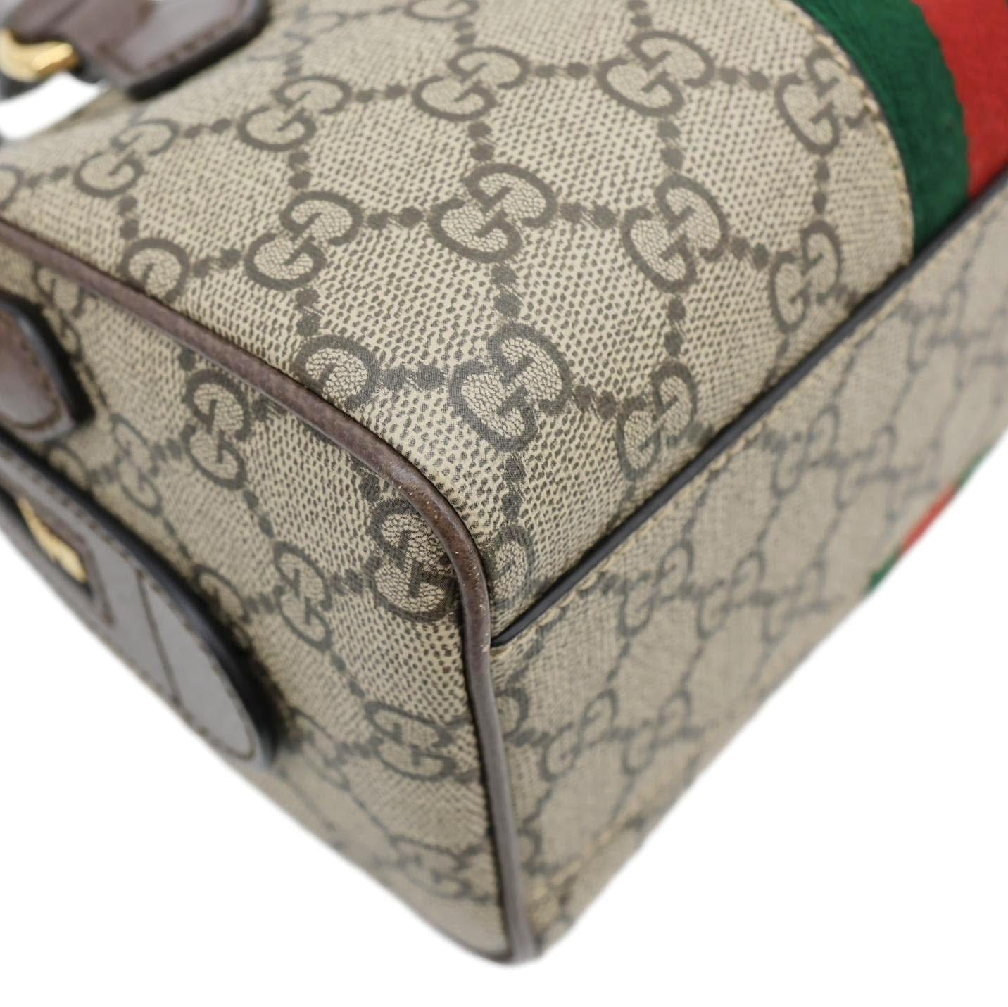 GUCCI Ophidia GG Canvas Dollar Web Top Handle Boston Bag Beige 772053