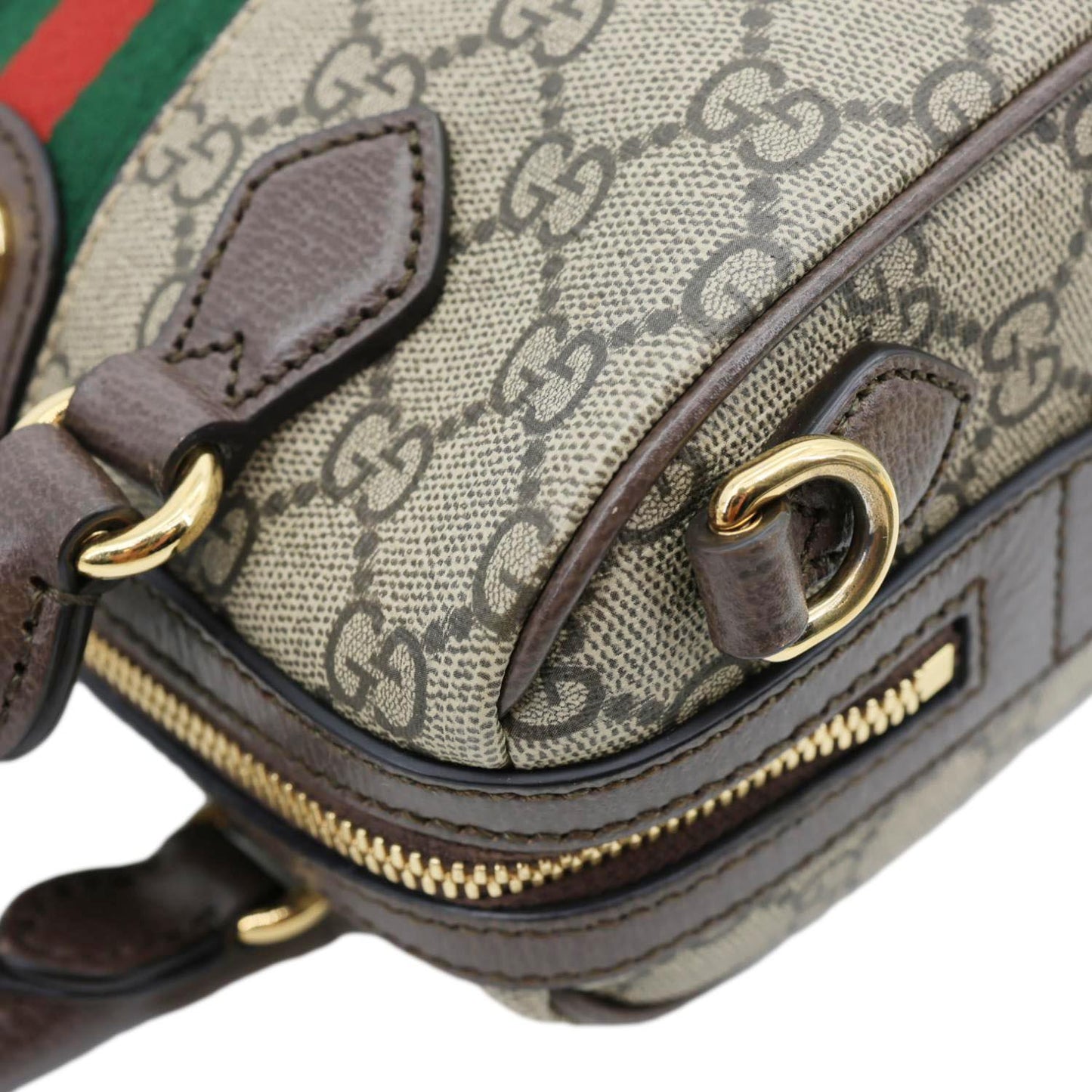 GUCCI Ophidia GG Canvas Dollar Web Top Handle Boston Bag Beige 772053