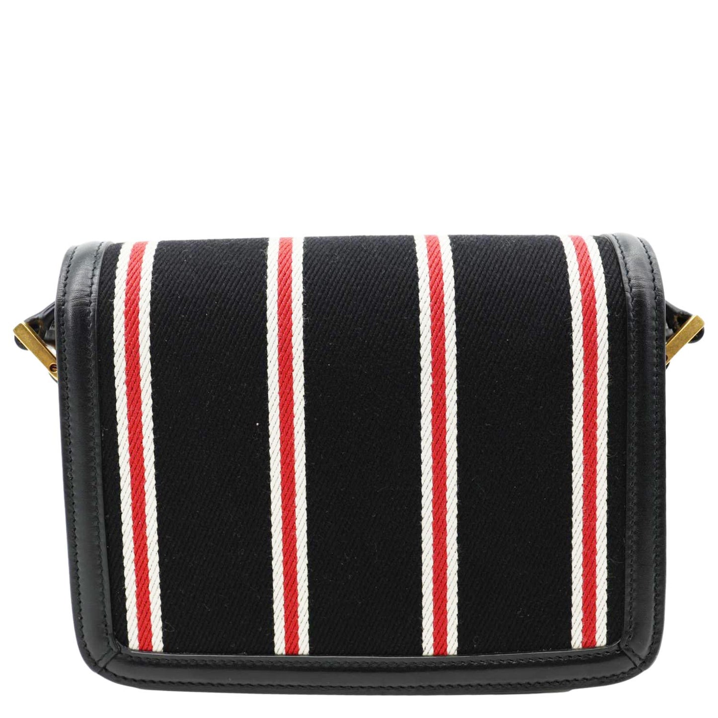 YSL Saint Laurent Yves Solferino Striped Shoulder Bag Canvas Black