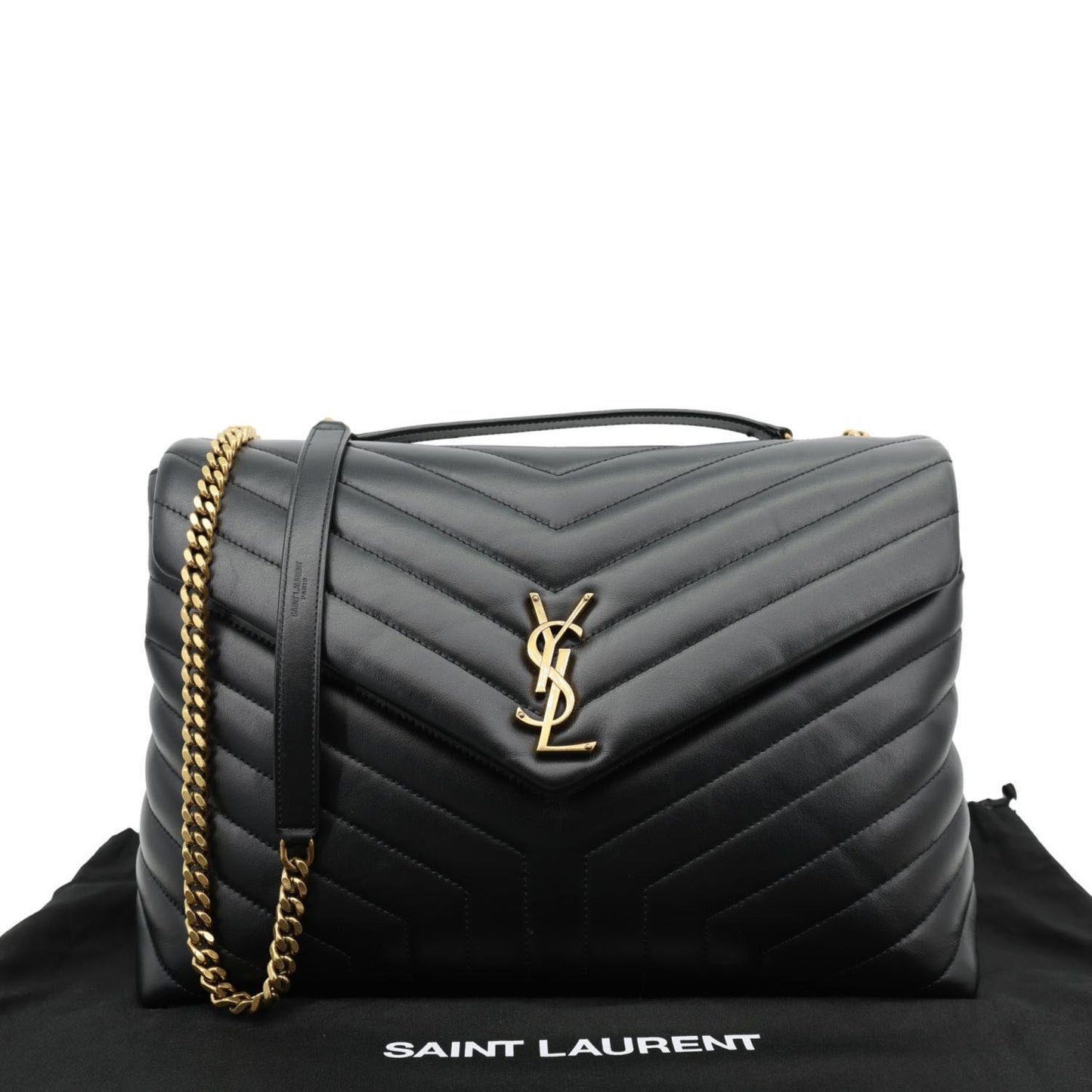 YSL Saint Laurent Yves Loulou Crossbody Bag Leather Quilted Black