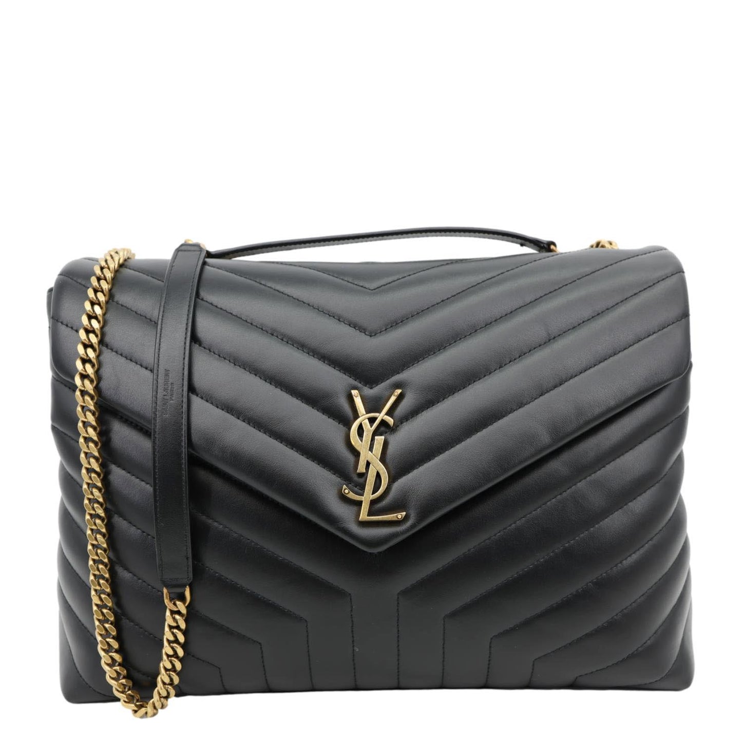 YSL Saint Laurent Yves Loulou Crossbody Bag Leather Quilted Black