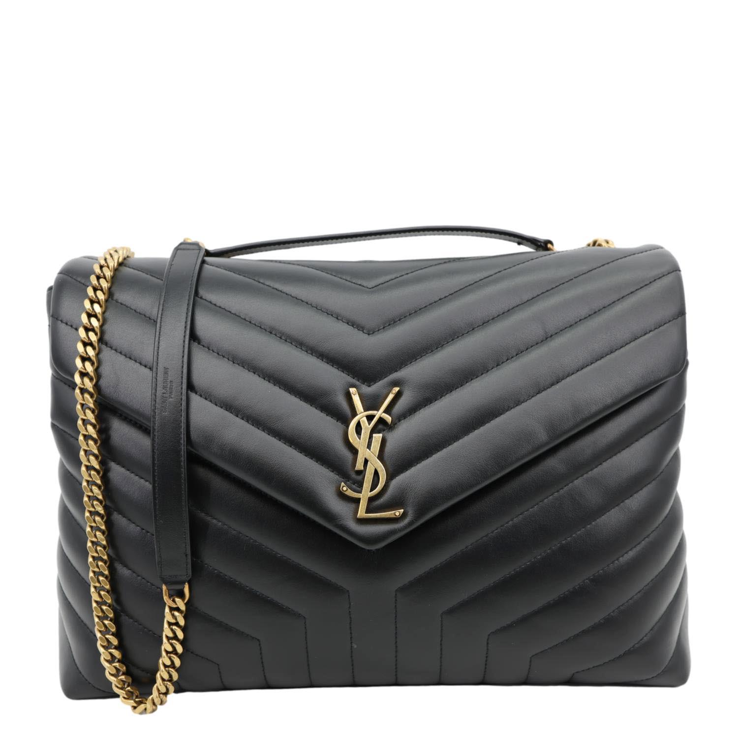YSL Saint Laurent Yves Loulou Crossbody Bag Leather Quilted Black