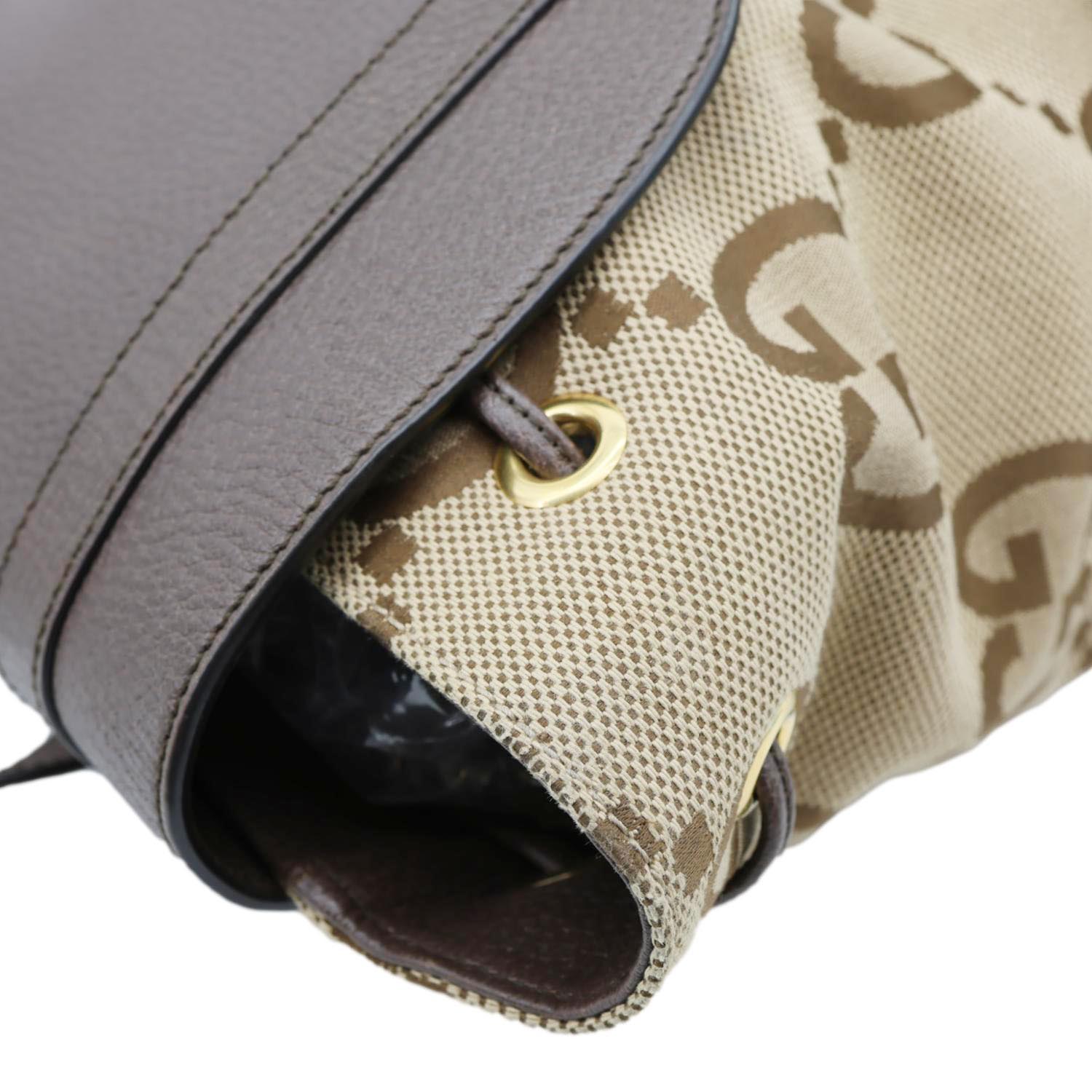 GUCCI Jumbo Double Buckle Dollar Web GG Canvas Backpack Beige 678829