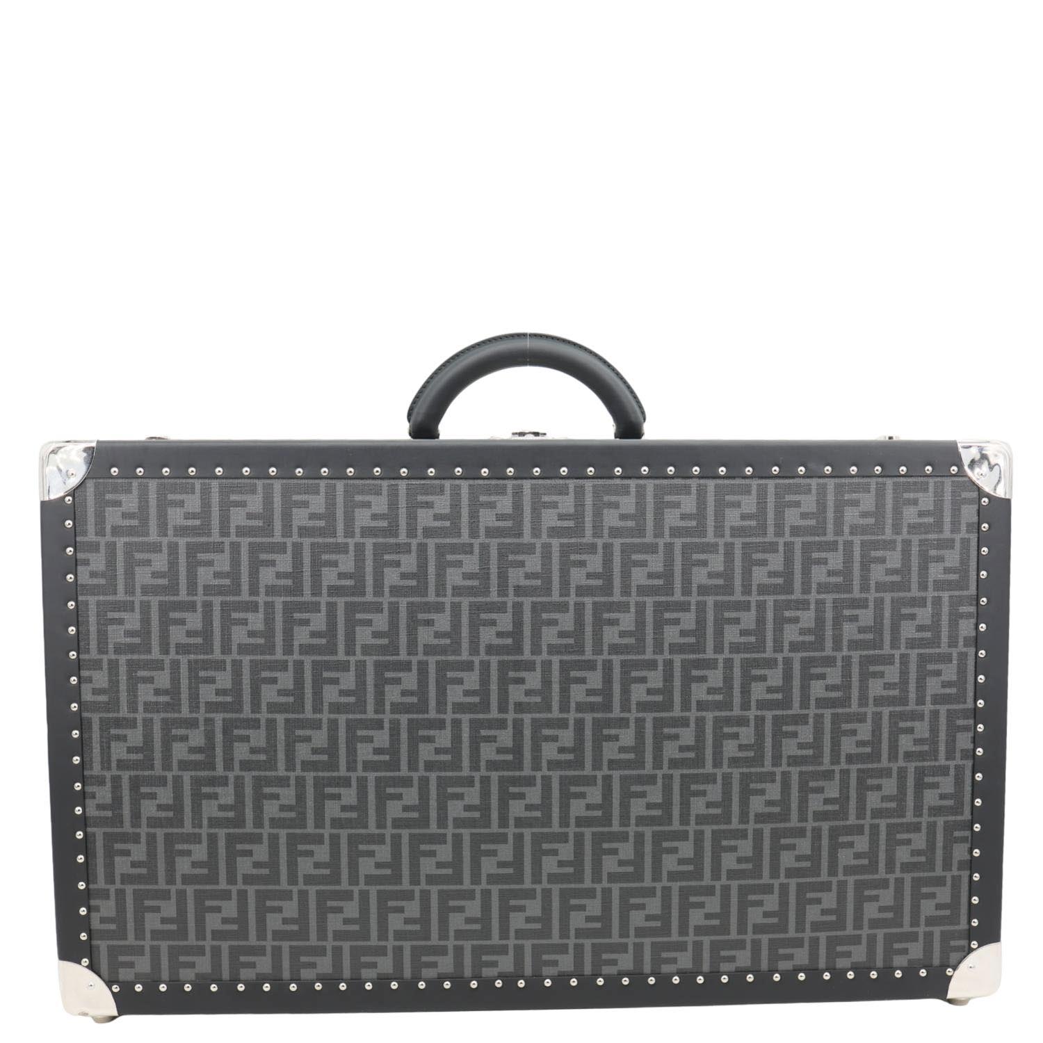 Fendi Ff Zucca Rigid Suitcase Grey Handbag Canvas Gray Large Travel Bag