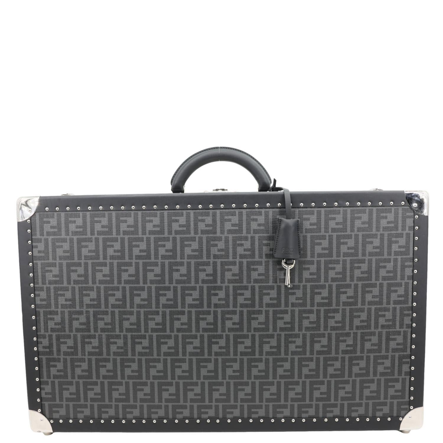 Fendi Ff Zucca Rigid Suitcase Grey Handbag Canvas Gray Large Travel Bag