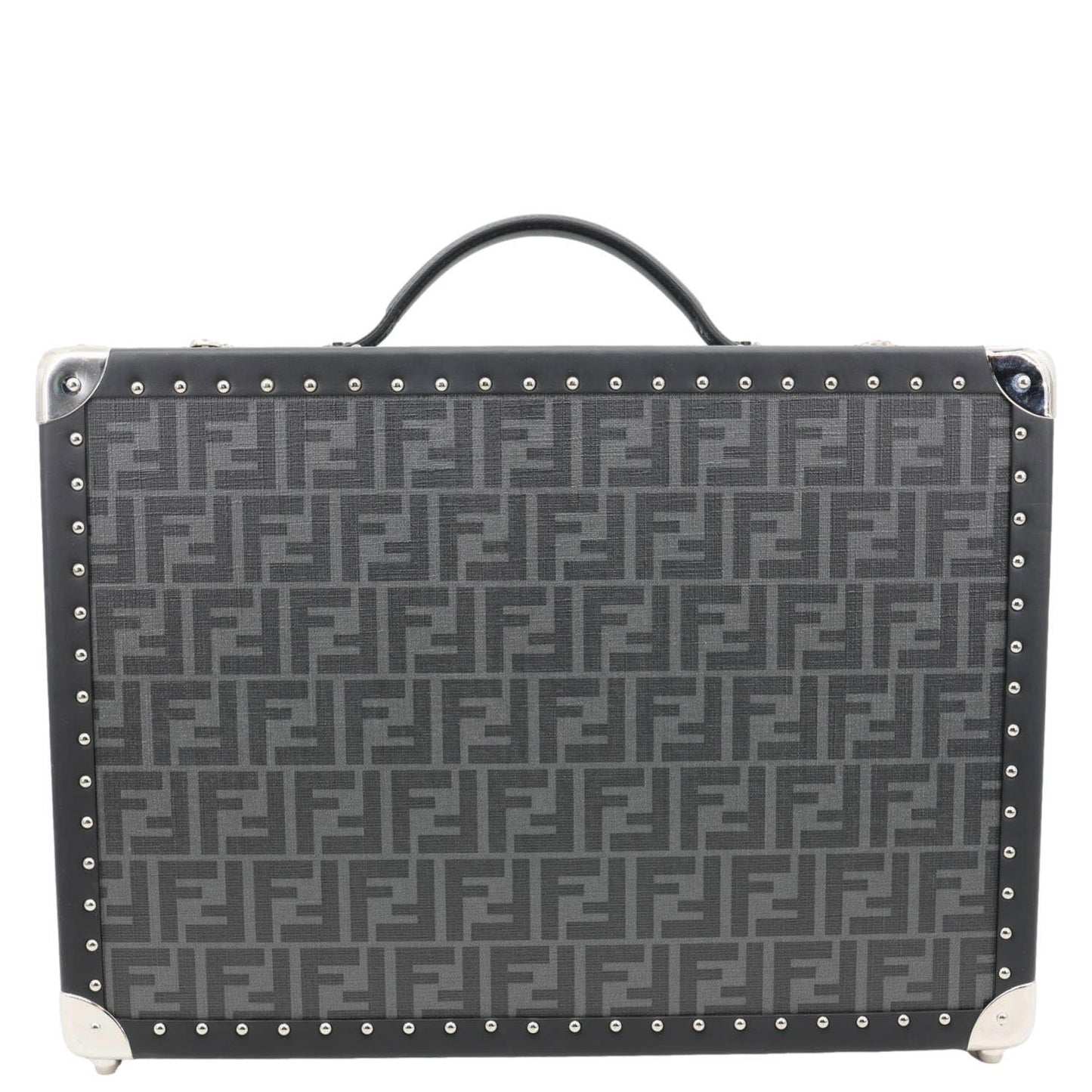 Fendi Ff Zucca Rigid Suitcase Grey Handbag Canvas Gray Medium Travel Bag