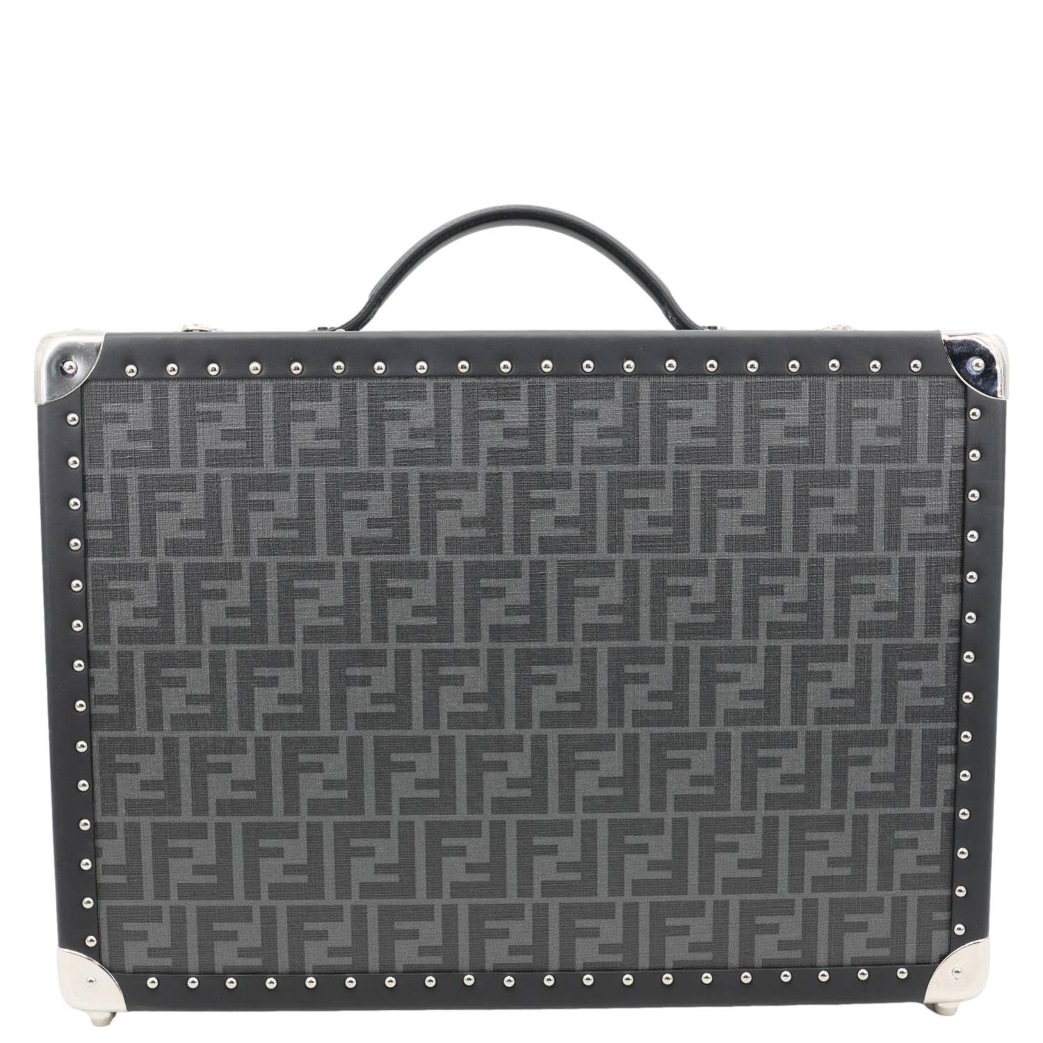 Fendi Ff Zucca Rigid Suitcase Grey Handbag Canvas Gray Medium Travel Bag