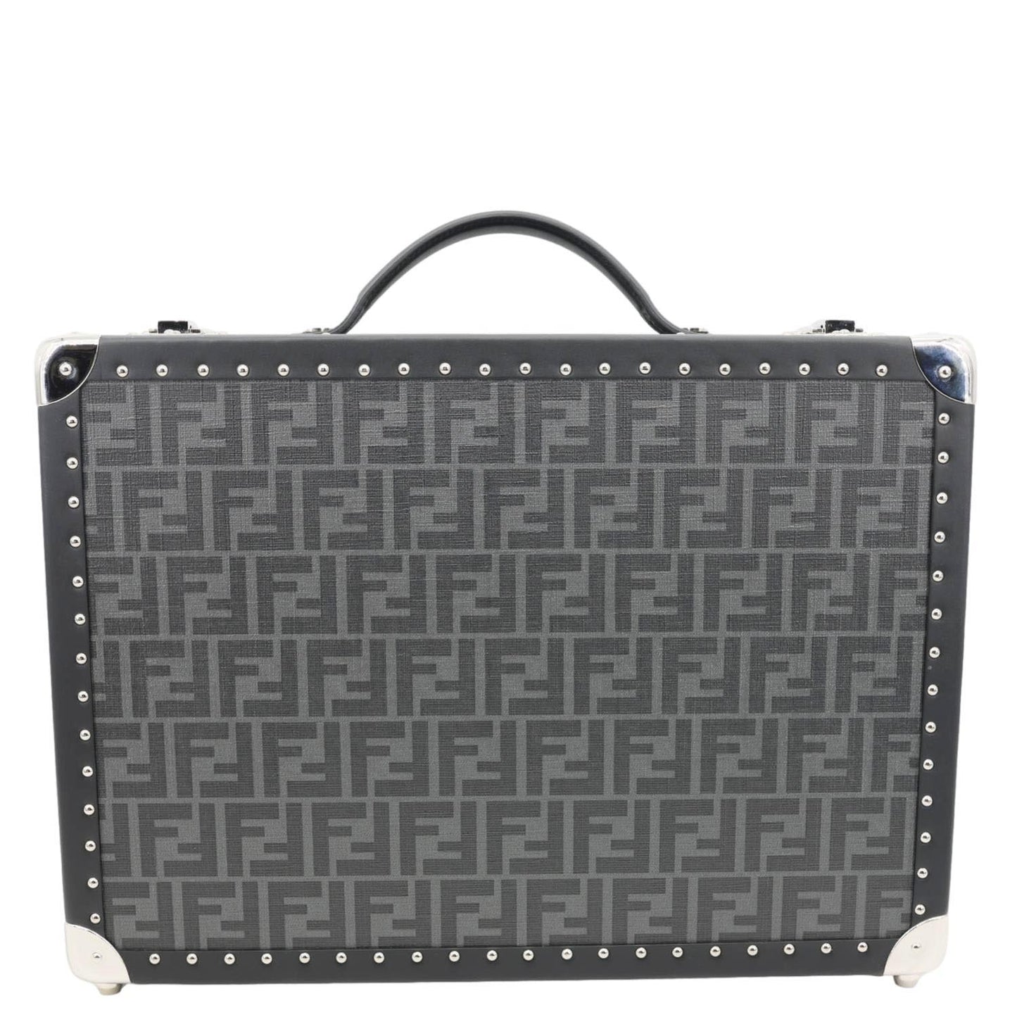 Fendi Ff Zucca Rigid Suitcase Grey Handbag Canvas Gray Medium Travel Bag