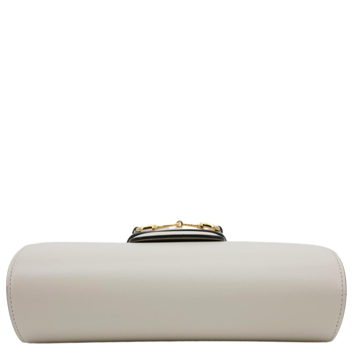 GUCCI Horsebit 1955 Small Leather Shoulder Bag Off White 602204