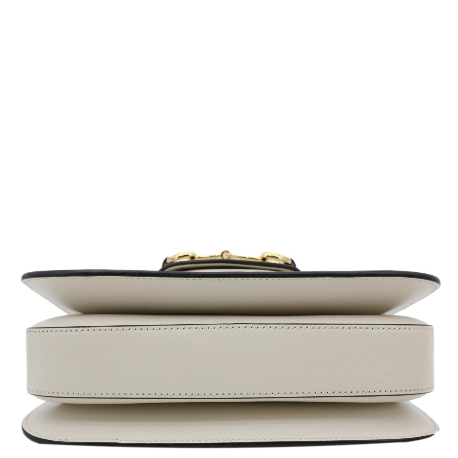 GUCCI Horsebit 1955 Small Leather Shoulder Bag Off White 602204