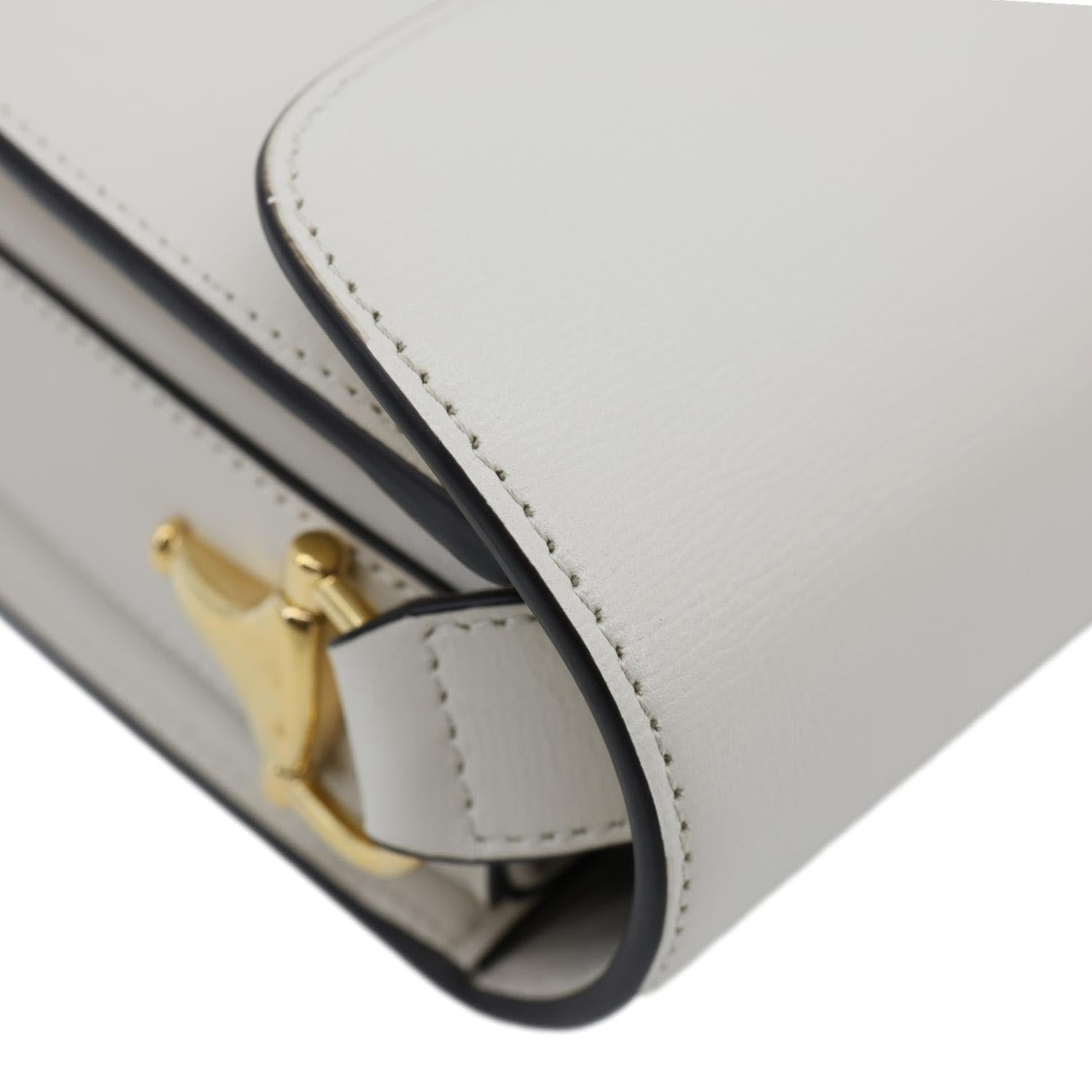 GUCCI Horsebit 1955 Small Leather Shoulder Bag Off White 602204