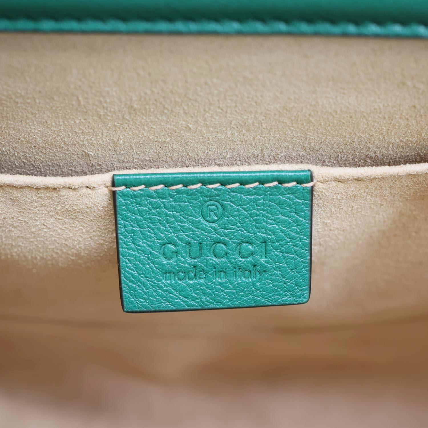 GUCCI Bamboo Diana Small Leather Tote Bag Green 660195