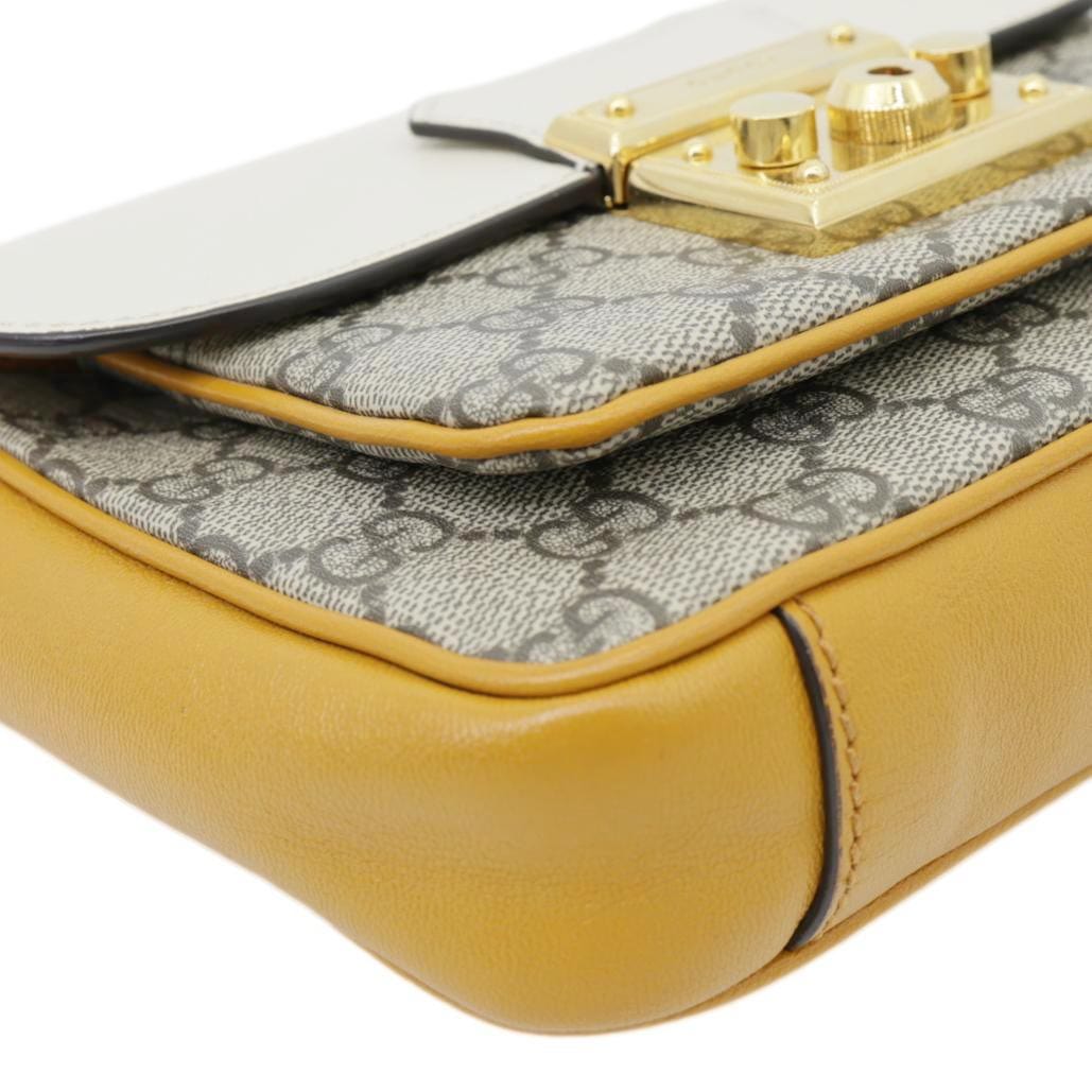 GUCCI Padlock Front Pocket Flap Mini GG Canvas Shoulder Bag Beige 658487